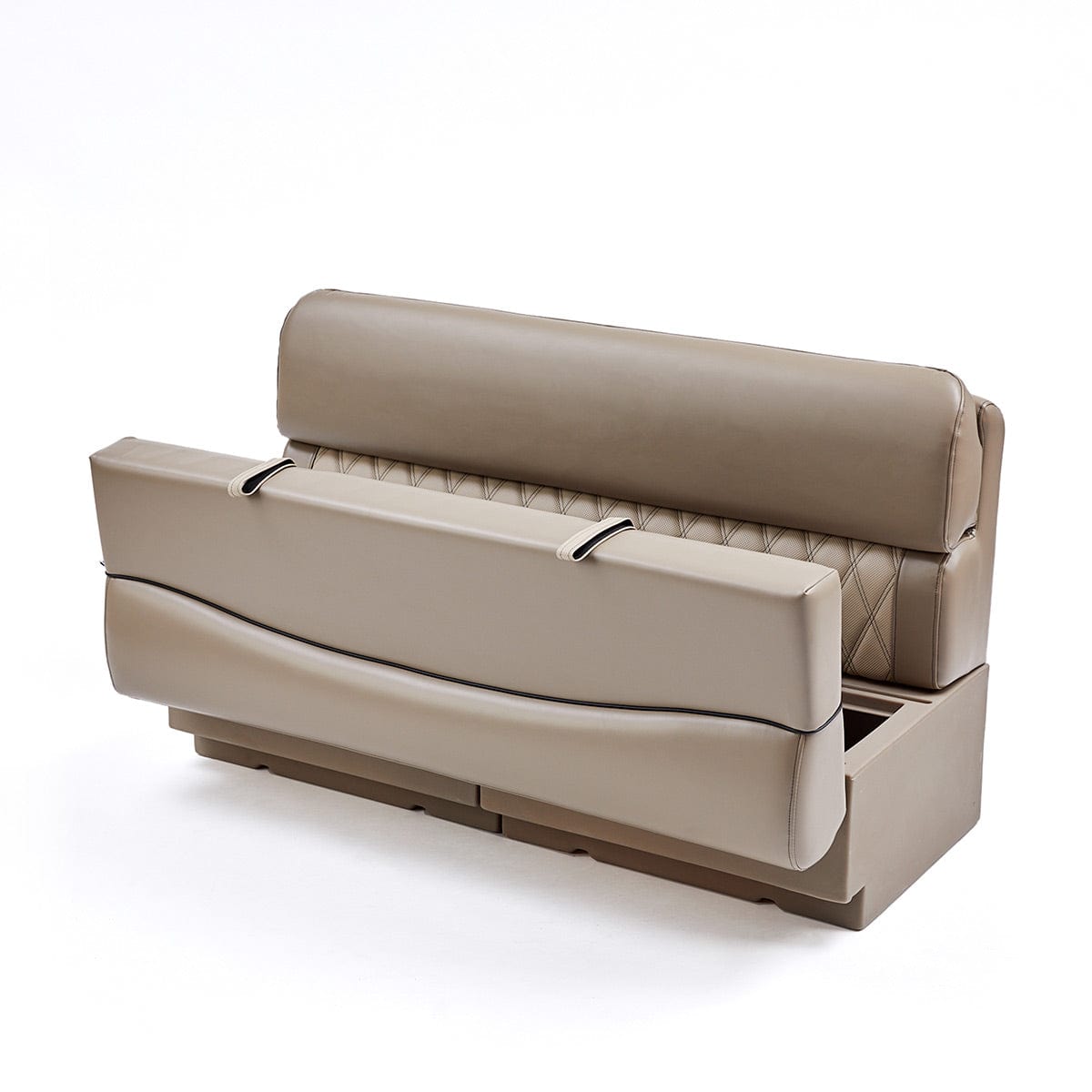 DeckMate Luxury Boat Bench front open #color_tan & beige