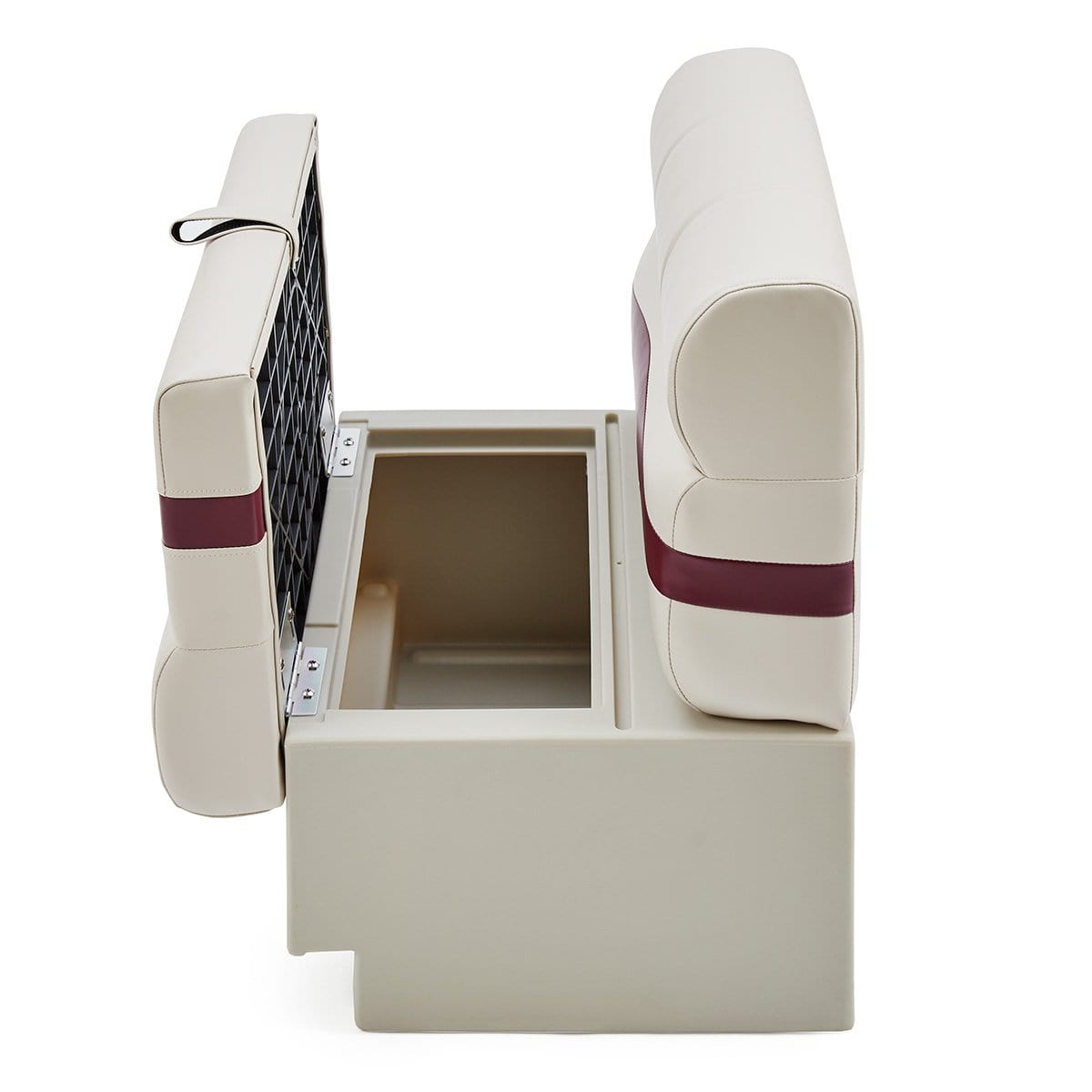 DeckMate Pontoon pontoon bench side open #color_ivory, burgundy & tan