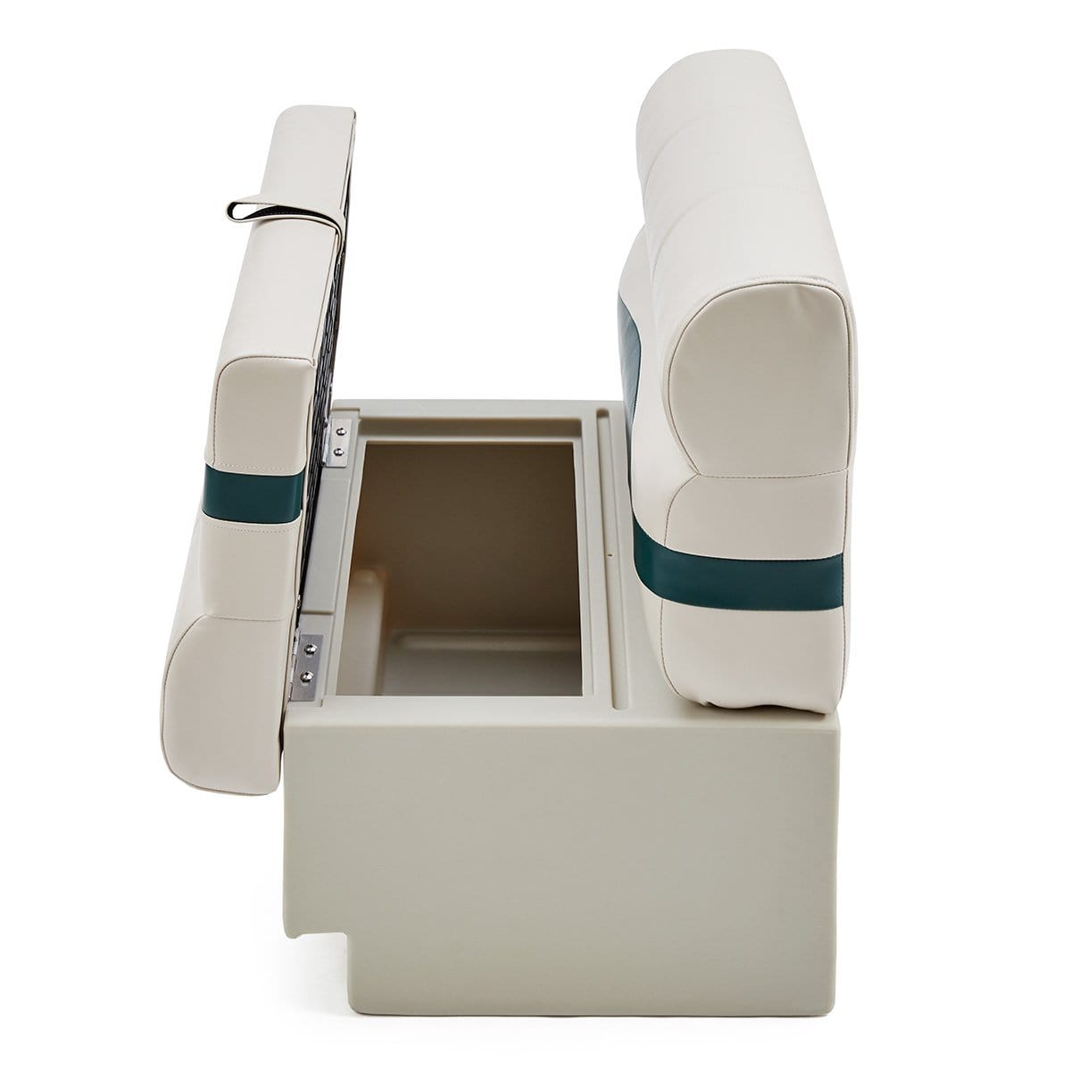 DeckMate Pontoon pontoon bench side open #color_ivory, green & tan