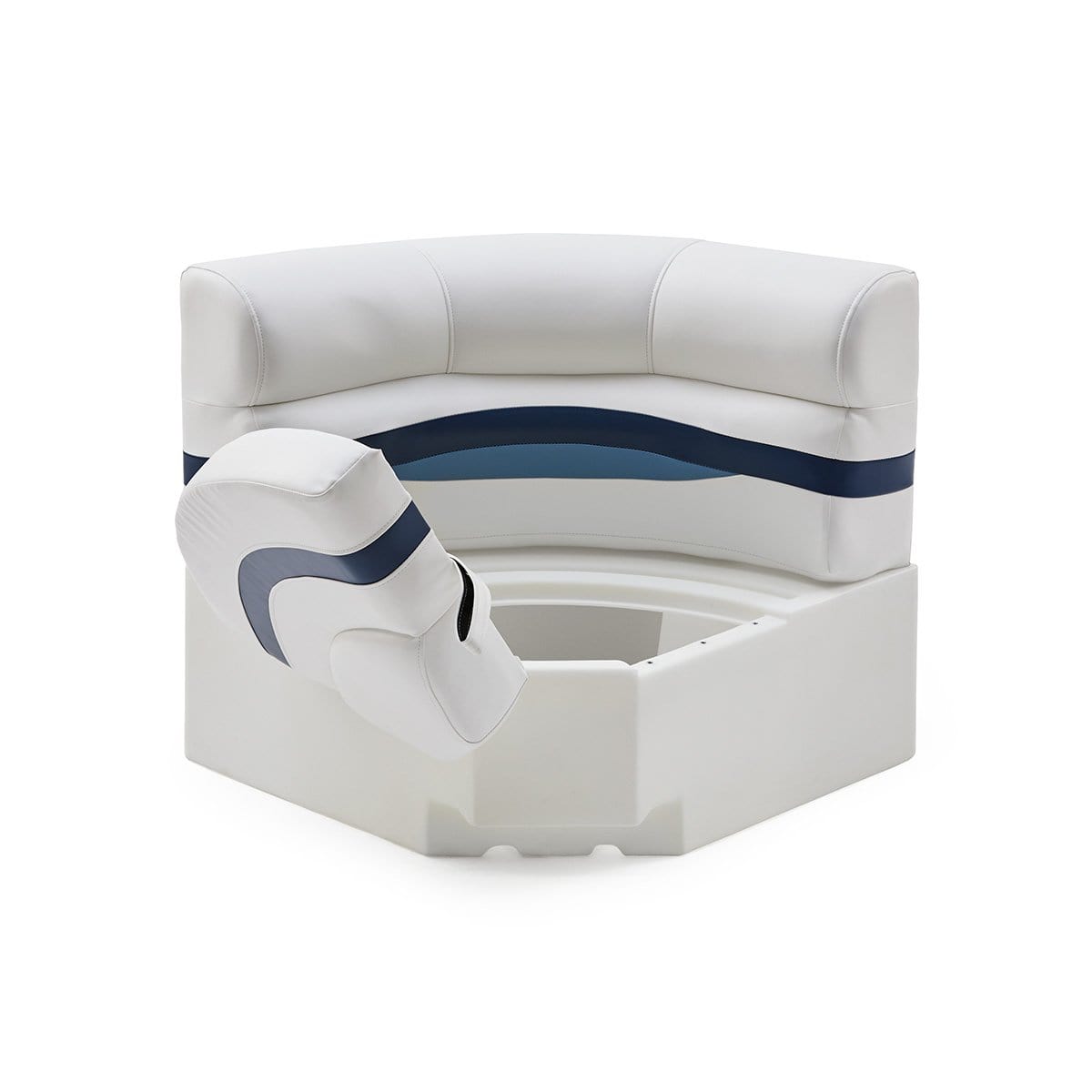 DeckMate Pontoon Bow Seat open #color_white, blue & light blue