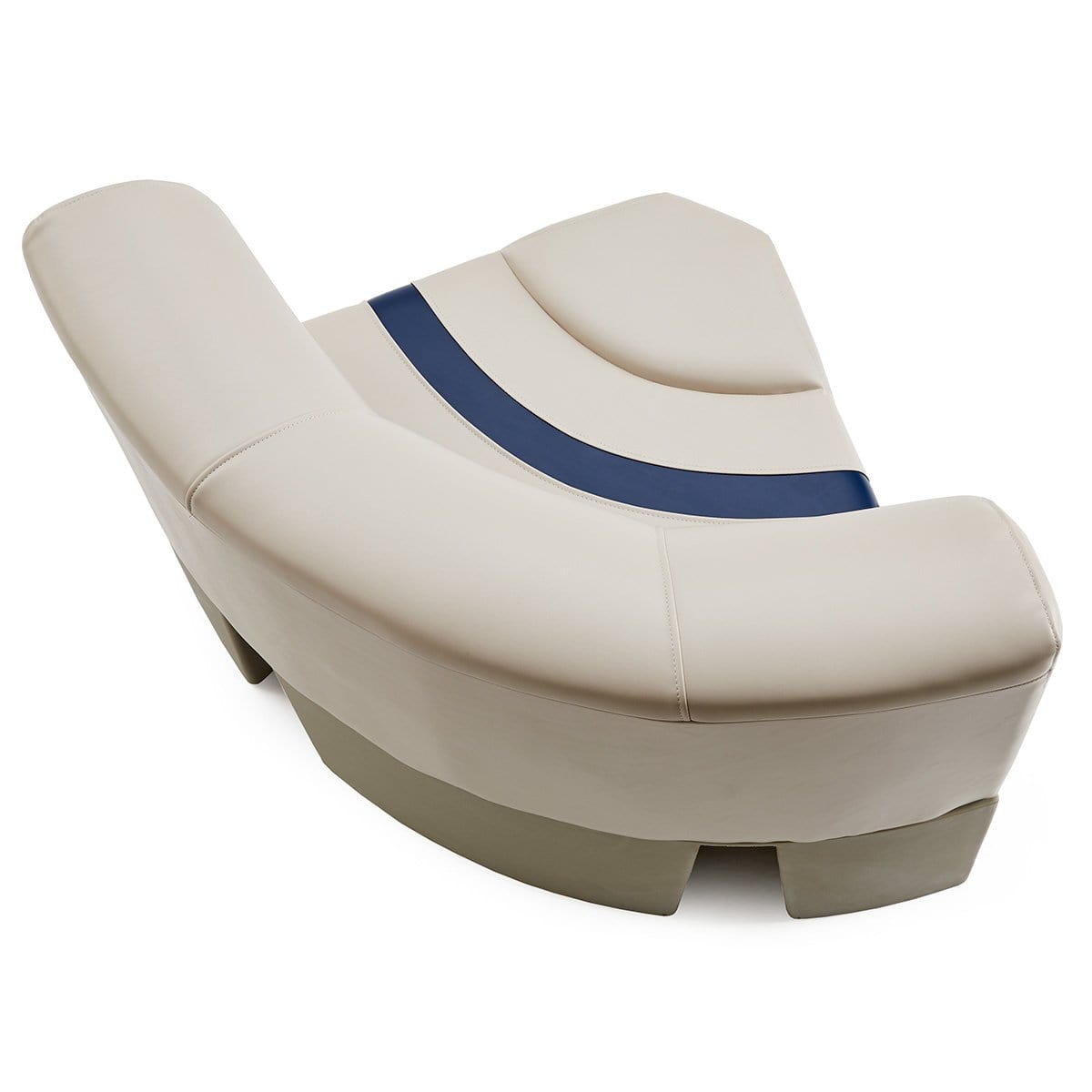 DeckMate Pontoon Bow Seat cushion top down #color_ivory, blue & tan