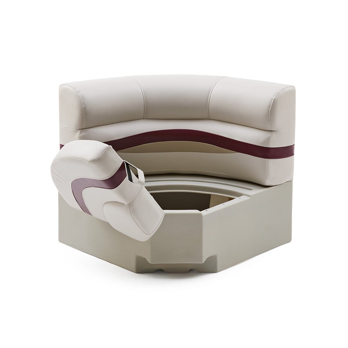 DeckMate Pontoon Bow Seat open #color_ivory, burgundy & tan