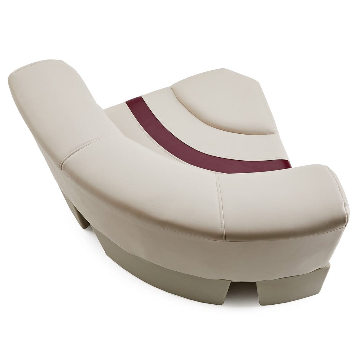 DeckMate Pontoon Bow Seat cushion top down #color_ivory, burgundy & tan