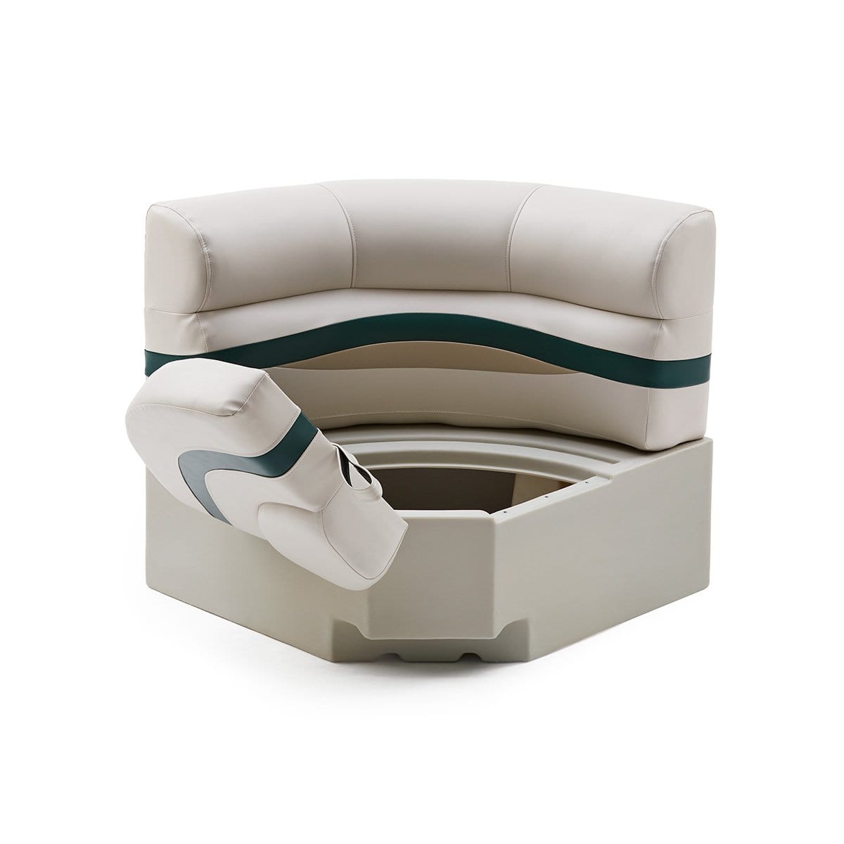 DeckMate Pontoon Bow Seat open #color_ivory, green & tan