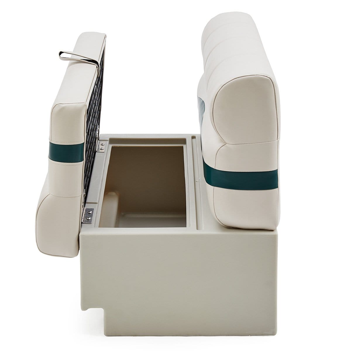 DeckMate Pontoon Boat Bench Seat profile open #color_ivory, green & tan