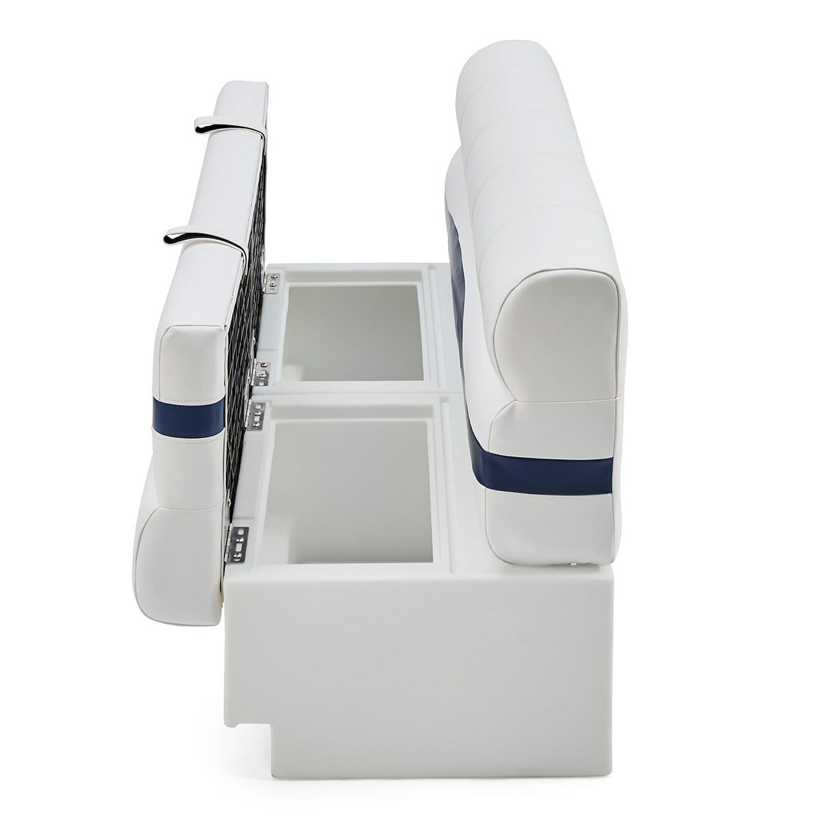 DeckMate Pontoon Bench Seat profile open #color_white, blue & light blue