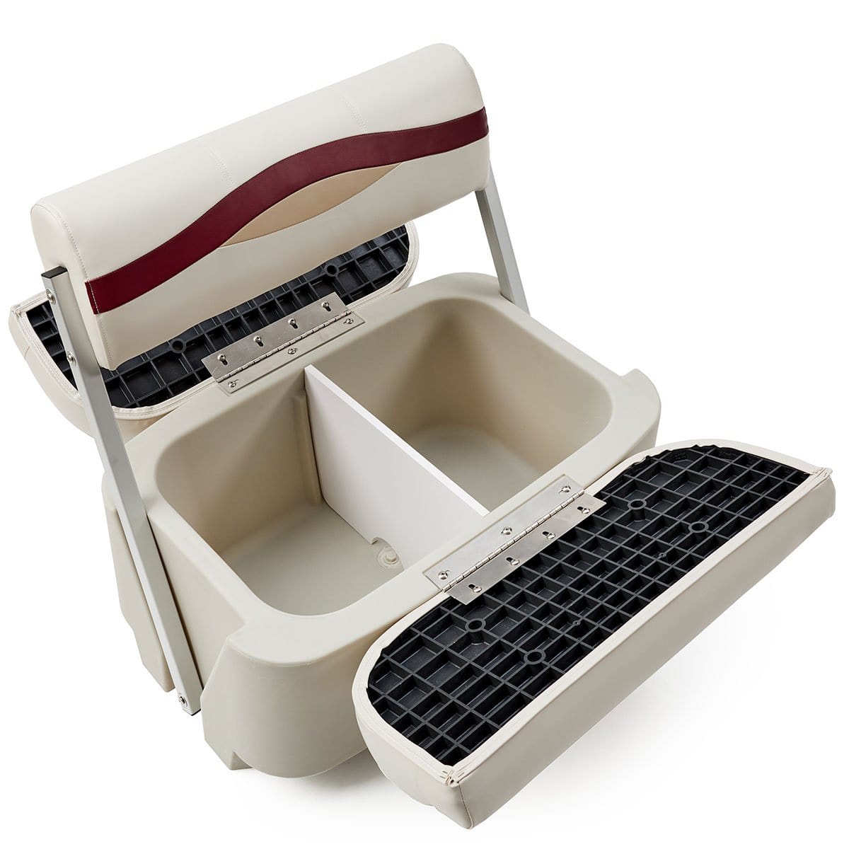 DeckMate Pontoon Flip Flop Seat storage #color_ivory, burgundy & tan