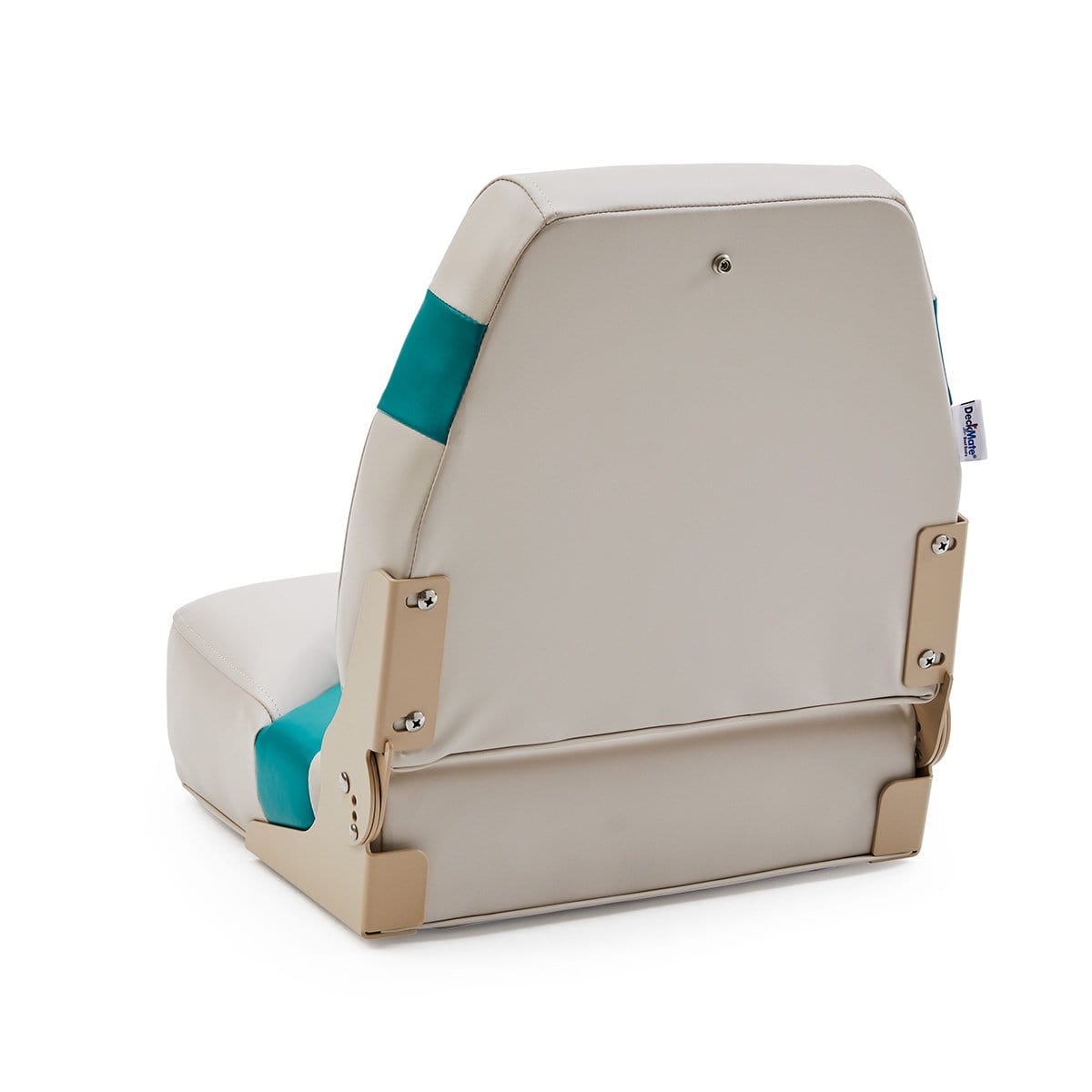 DeckMate Classic Pontoon Boat Pedestal Seat back #color_ivory & teal