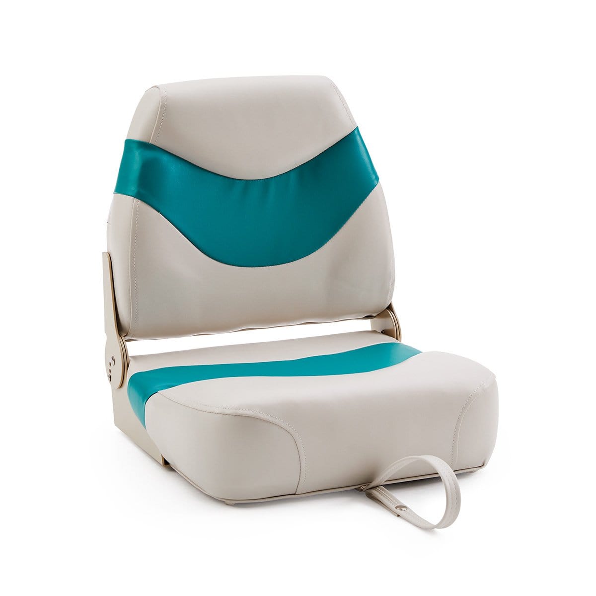 DeckMate Classic Pontoon Boat Pedestal Seat #color_ivory & teal