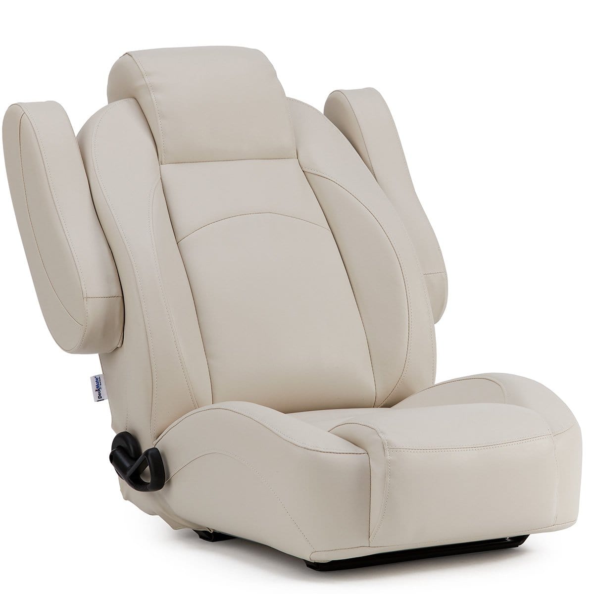 DeckMate Pontoon Boat Captains Seat reclined arms up #color_ivory