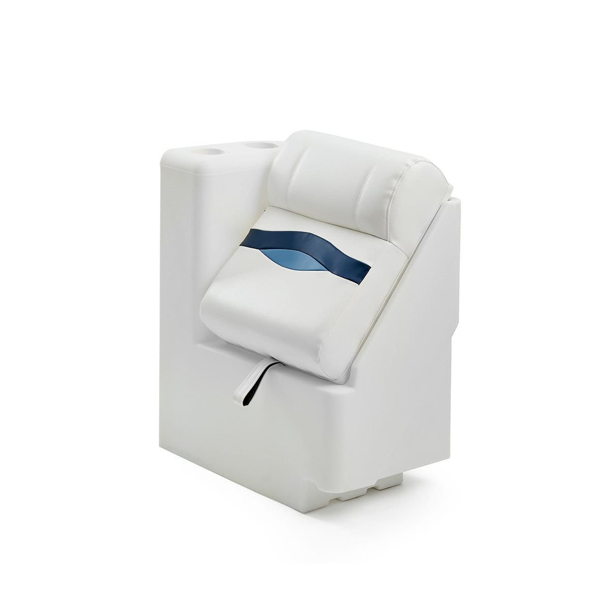 DeckMate Premium Left Lean Back Boat Seat profile #color_white, blue & light blue