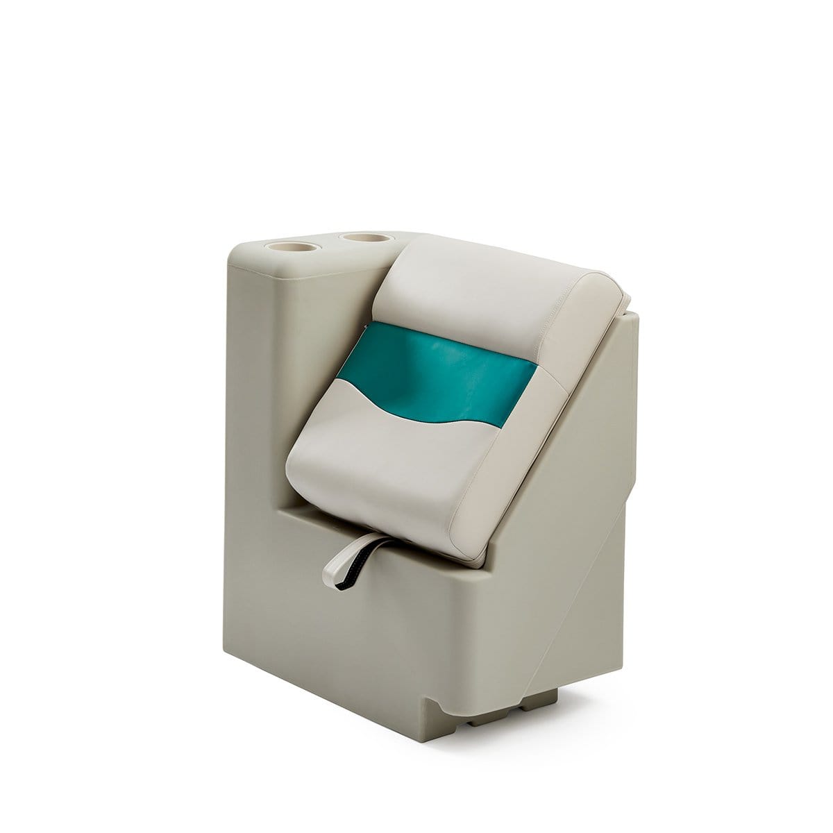 DeckMate Classic Left Lean Back Pontoon Seat side #color_ivory & teal