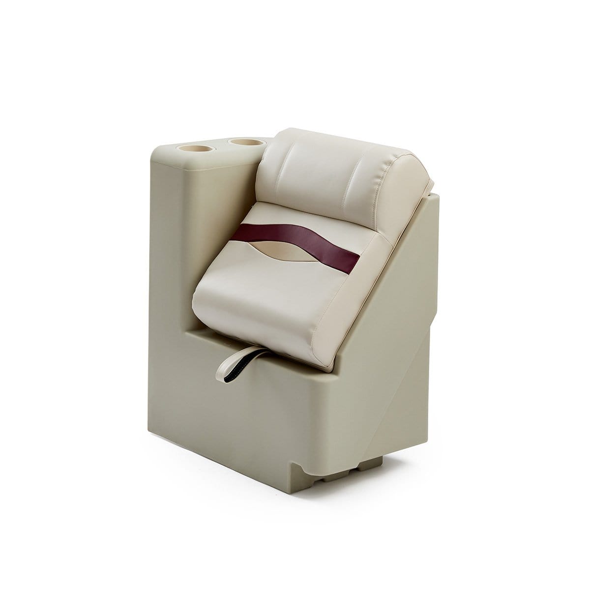 DeckMate Premium Left Lean Back Boat Seat profile #color_ivory, burgundy & tan