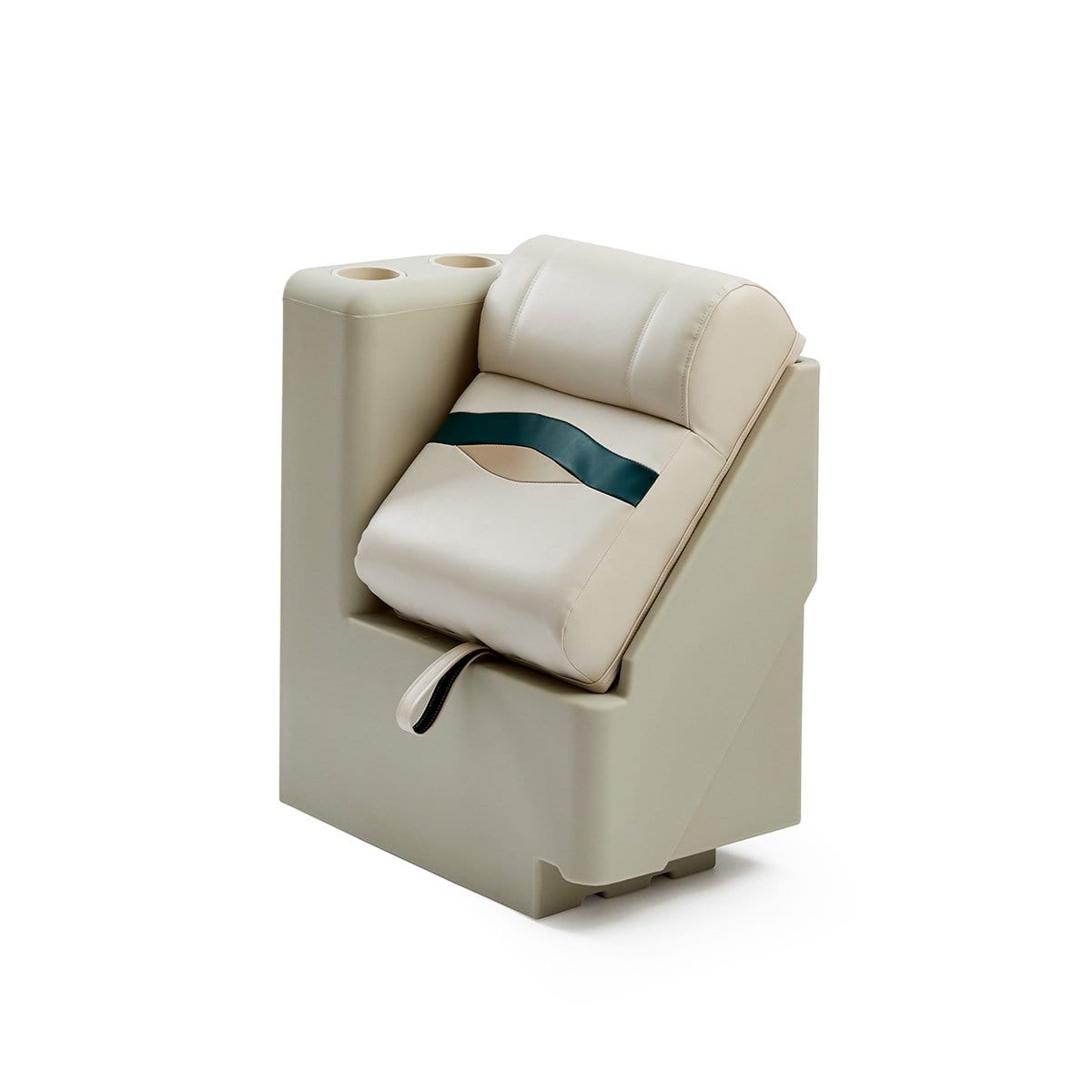 DeckMate Premium Left Lean Back Boat Seat profile #color_ivory, green & tan