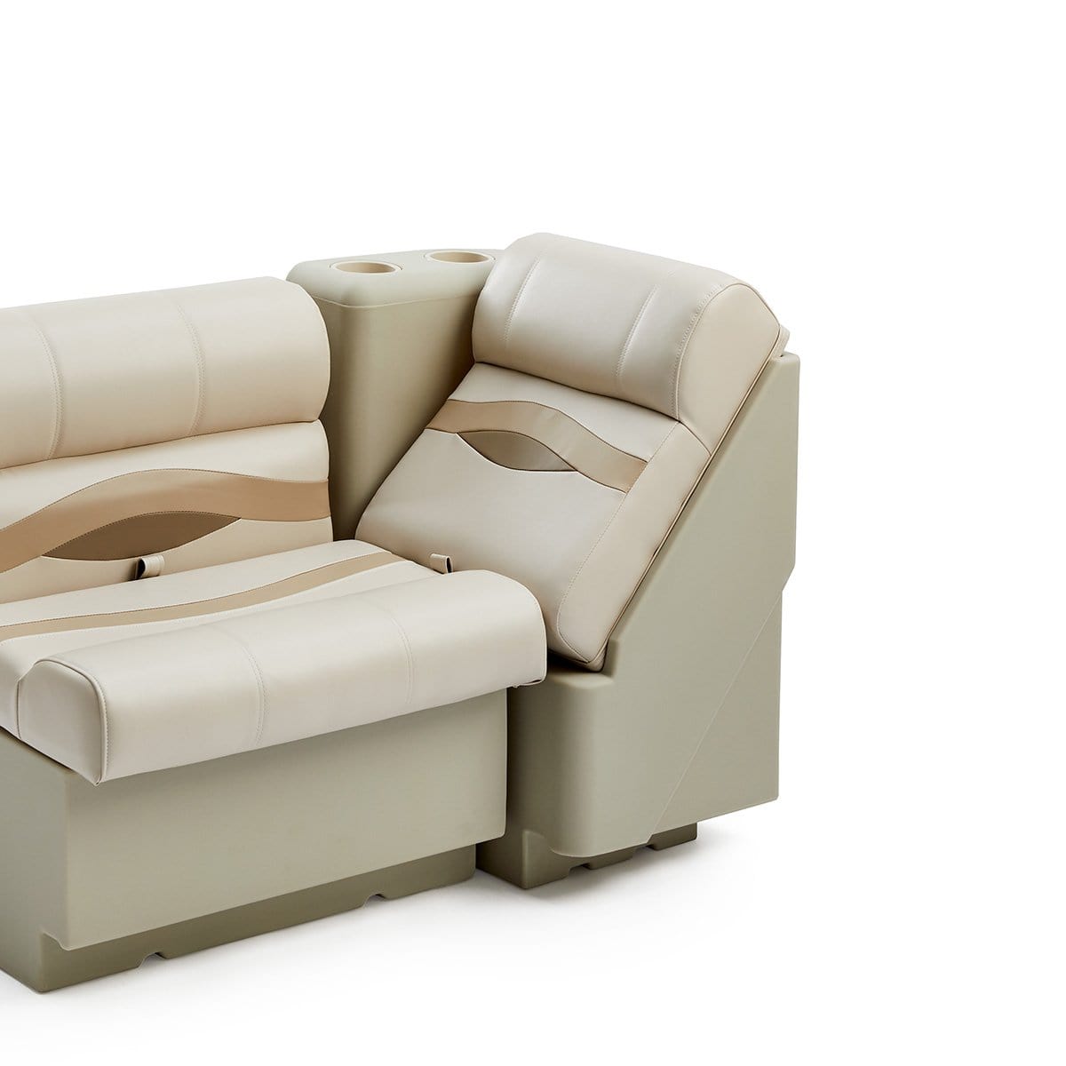 DeckMate Premium Left Lean Back Boat Seat attached  #color_ivory, tan & beige