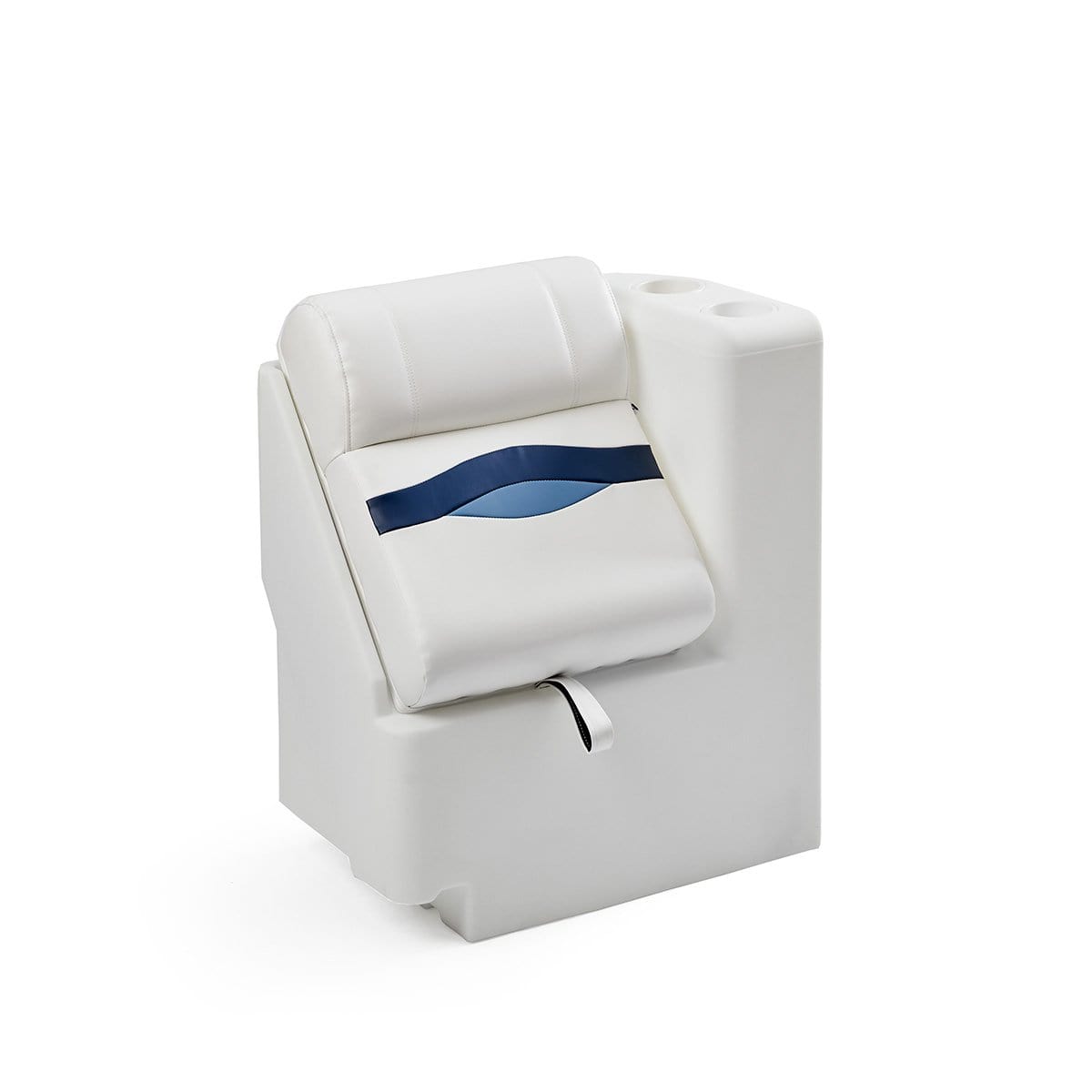 DeckMate Premium Right Lean Back Boat Seat #color_white, blue & light blue