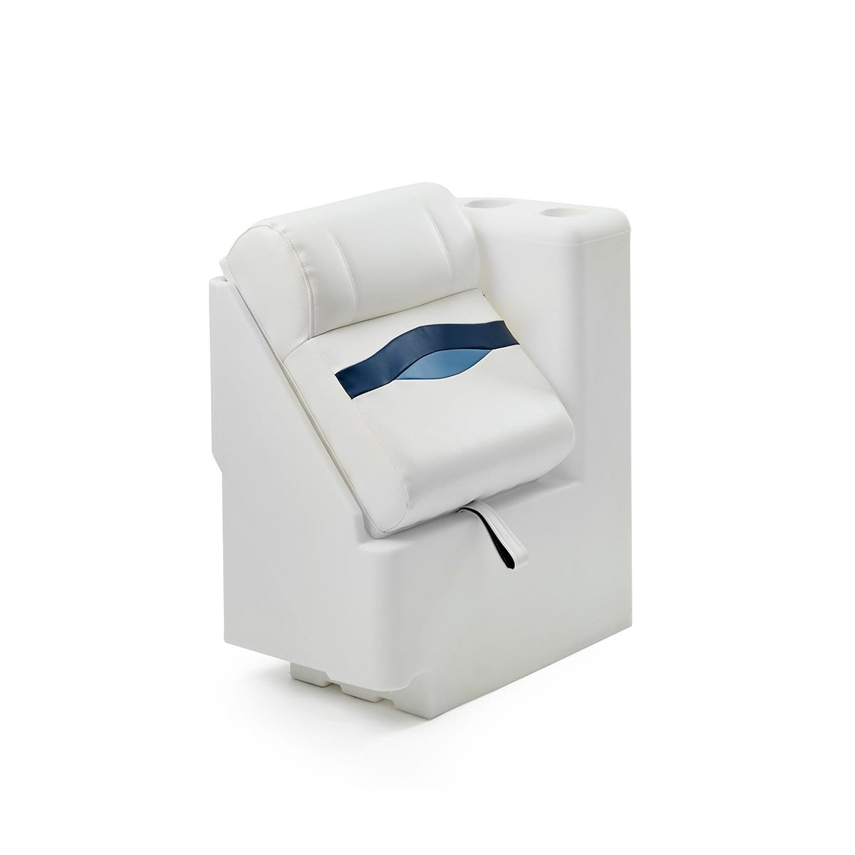 DeckMate Premium Right Lean Back Boat Seat profile #color_white, blue & light blue