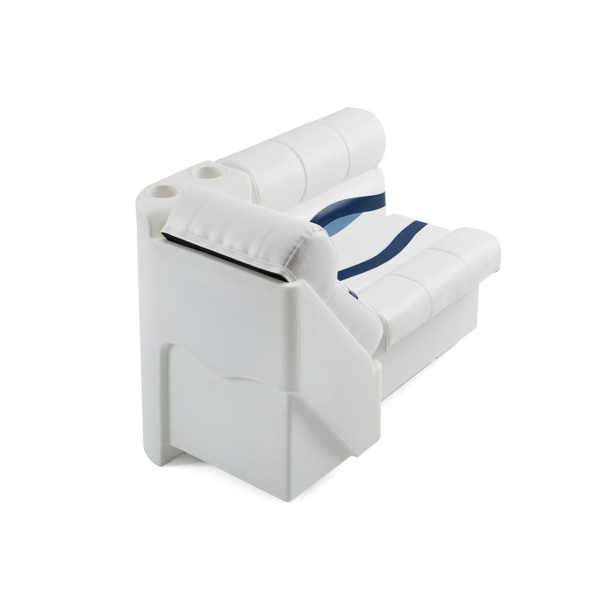 DeckMate Premium Right Lean Back Boat Seat attached rear #color_white, blue & light blue