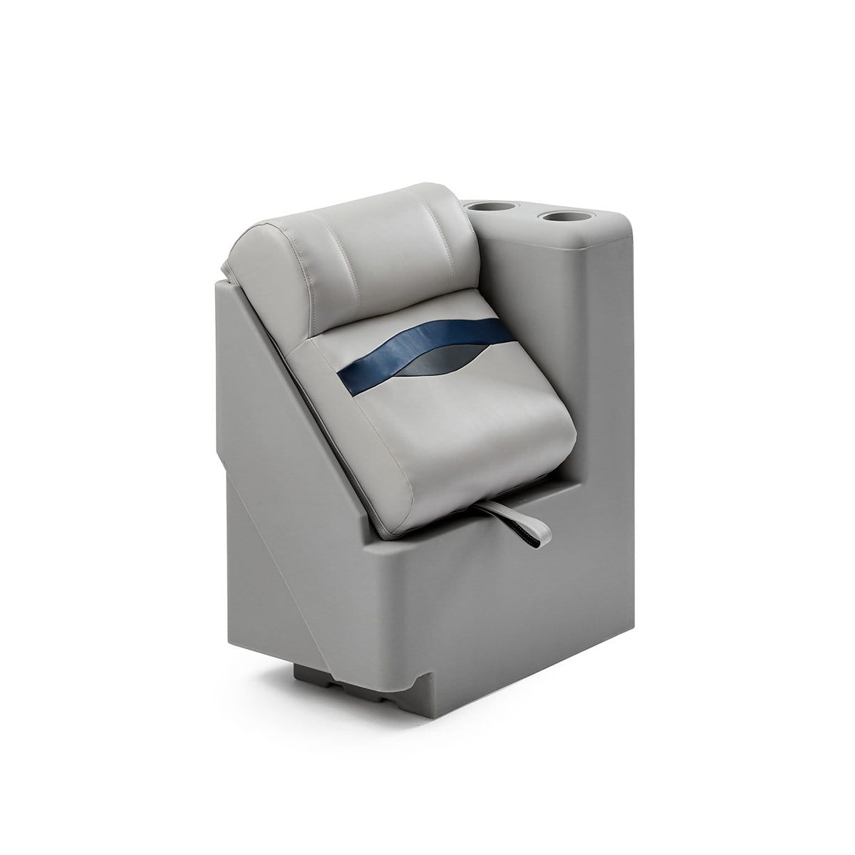 DeckMate Premium Right Lean Back Boat Seat profile #color_gray, blue & charcoal