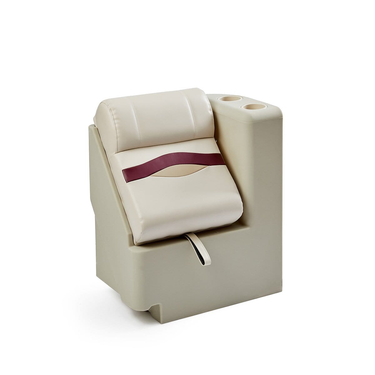 DeckMate Premium Right Lean Back Boat Seat #color_ivory, burgundy & tan