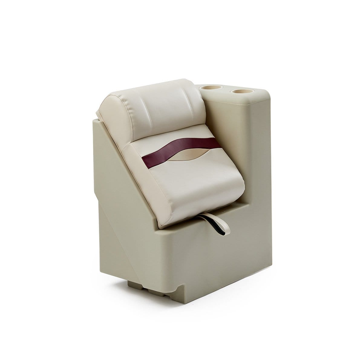 DeckMate Premium Right Lean Back Boat Seat profile #color_ivory, burgundy & tan