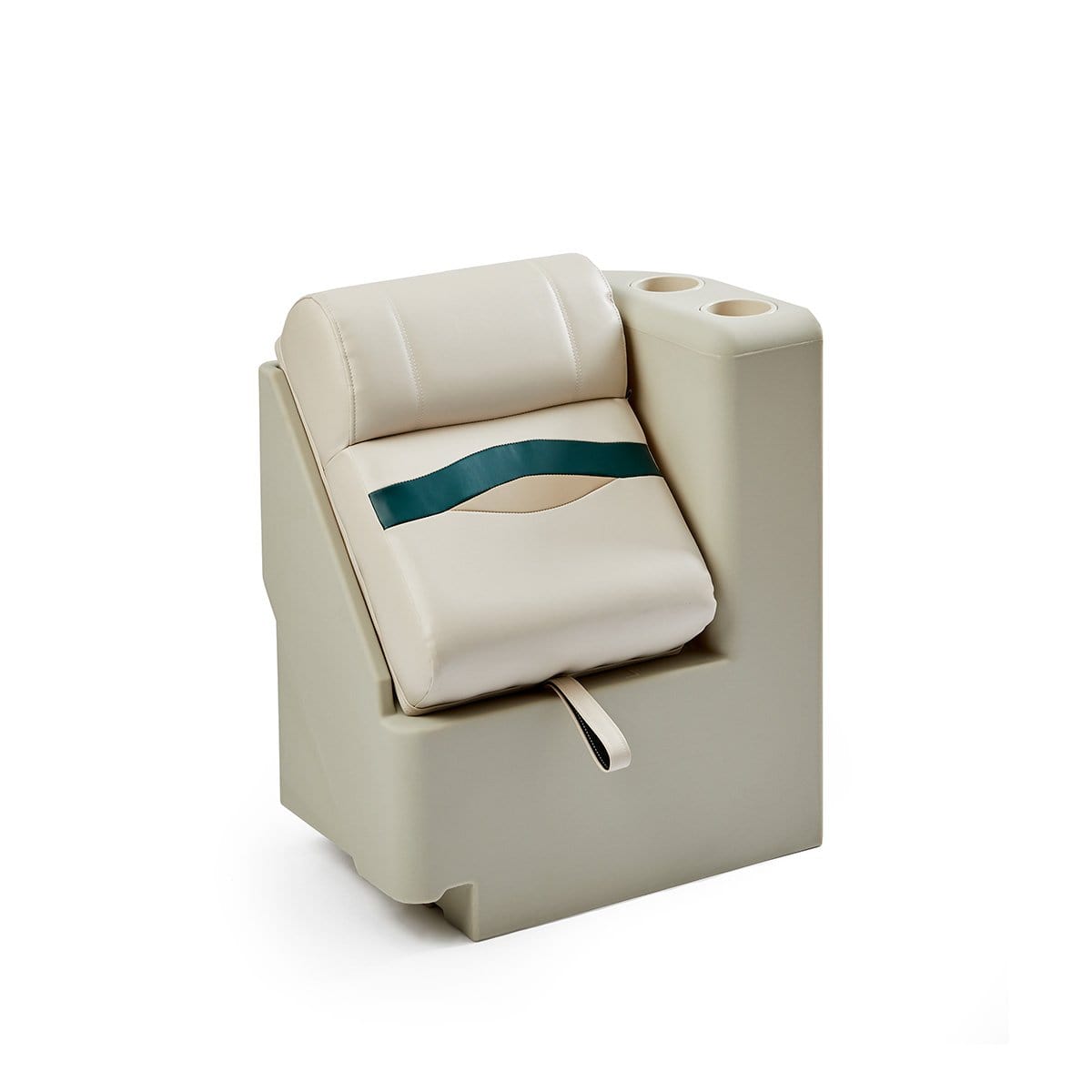 DeckMate Premium Right Lean Back Boat Seat #color_ivory, green & tan