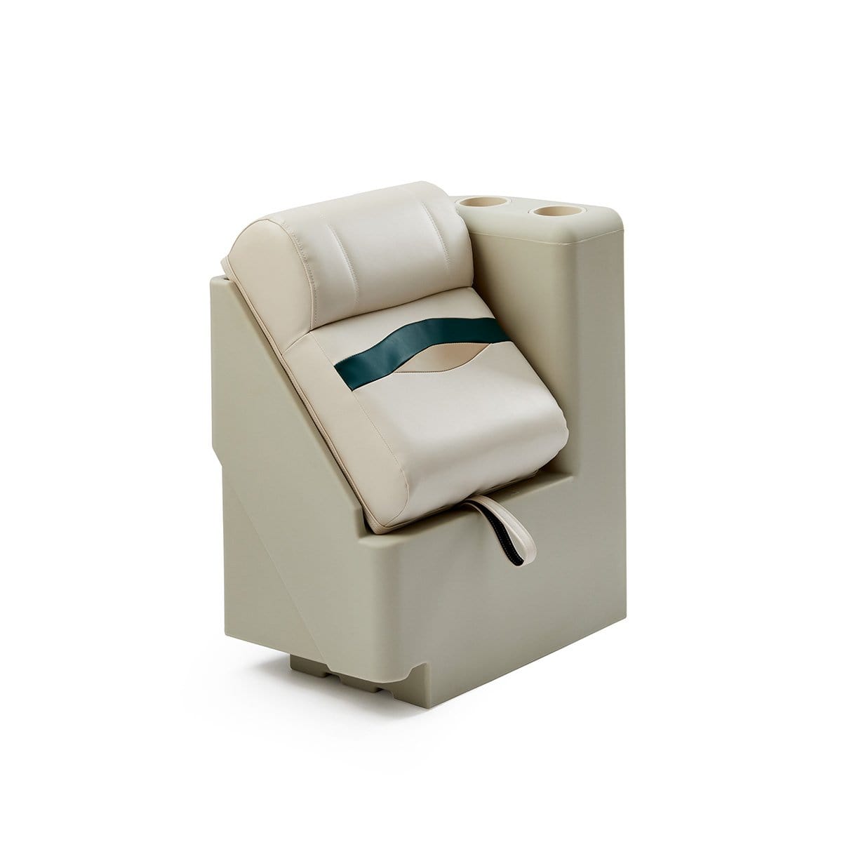 DeckMate Premium Right Lean Back Boat Seat profile #color_ivory, green & tan