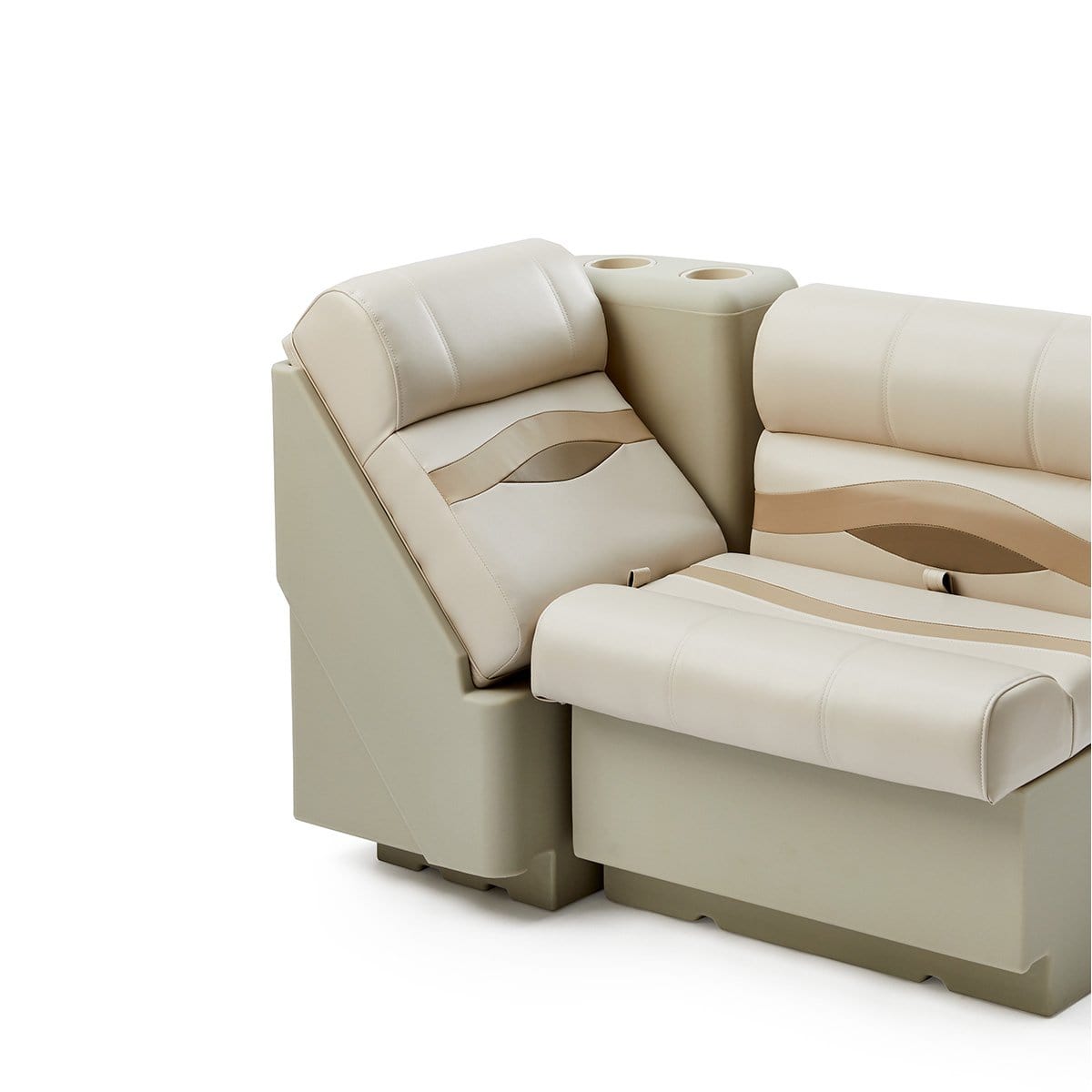 DeckMate Premium Right Lean Back Boat Seat attached #color_ivory, tan & beige