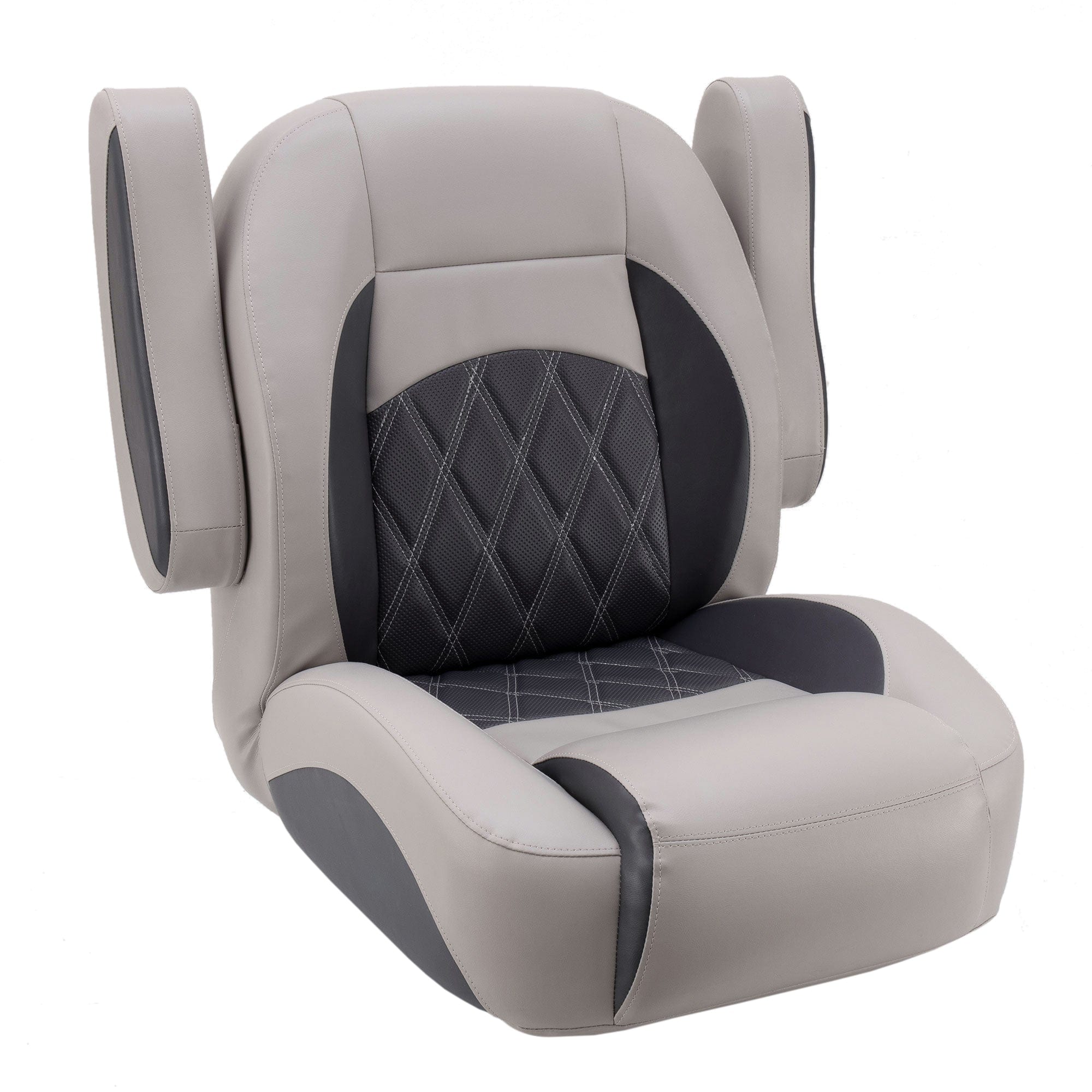 DeckMate Luxury Low Back Helm Chair arms up  #color_charcoal & gray