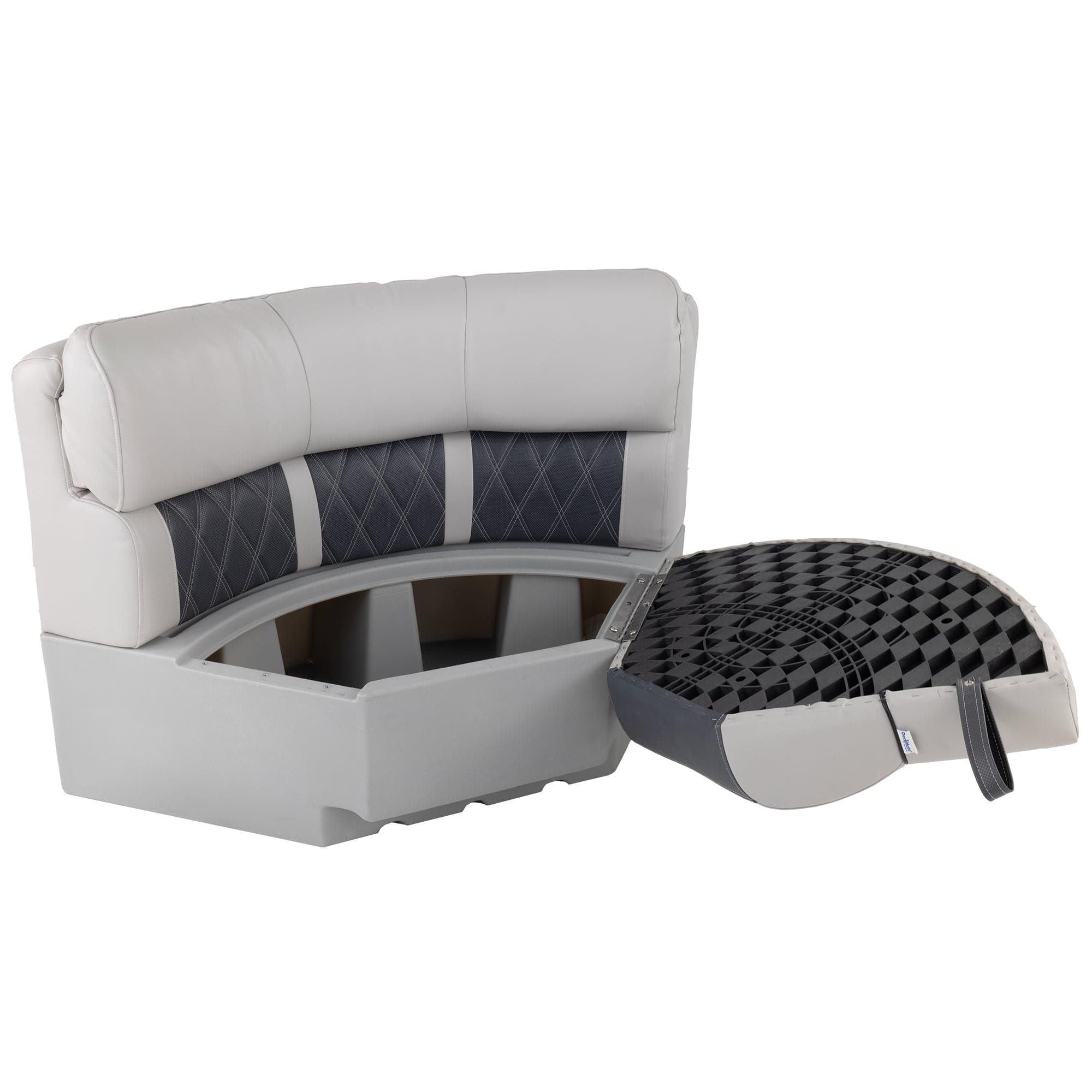 DeckMate Luxury Radius Corner Seat open wide #color_charcoal & gray