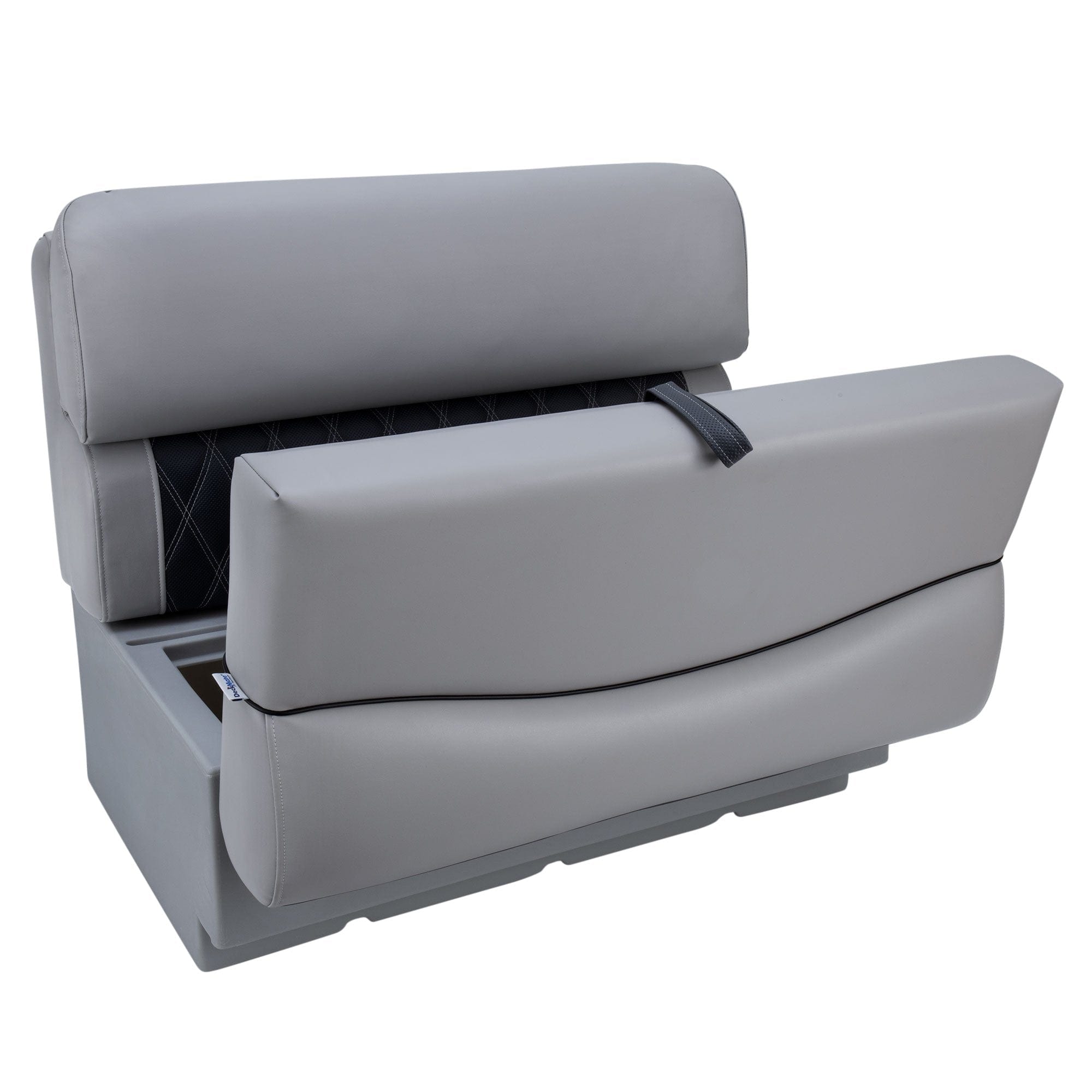 DeckMate Luxury Pontoon Bench Seat open front #color_charcoal & gray