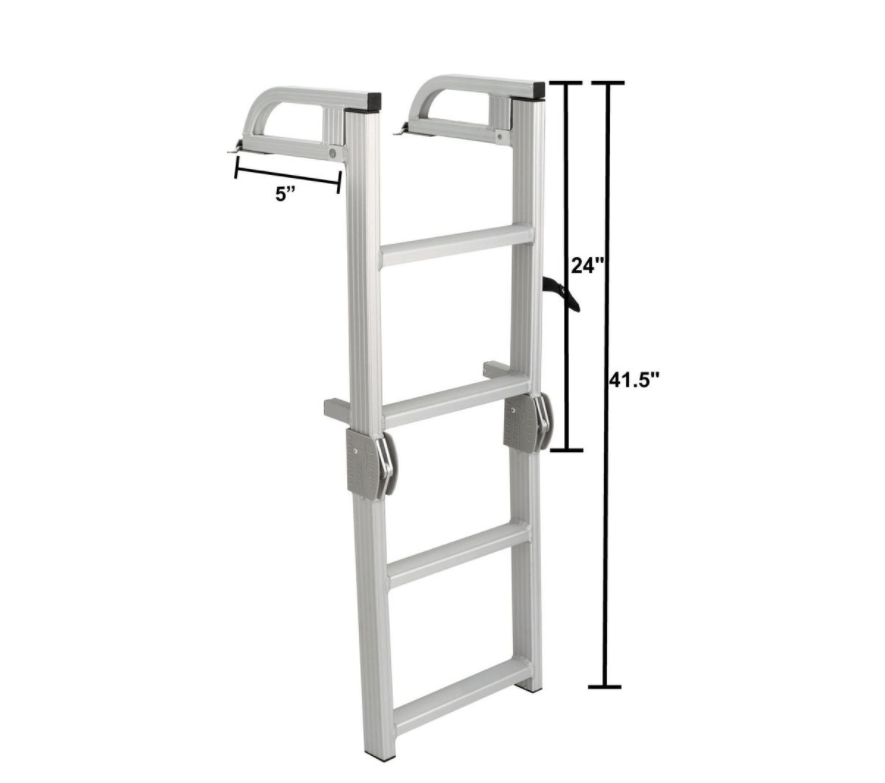 DeckMate Heavy Duty Folding Pontoon Boat Ladder entire dimensions