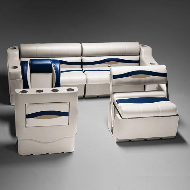 Pontoon Boat Furniture #color_ivory, blue & tan