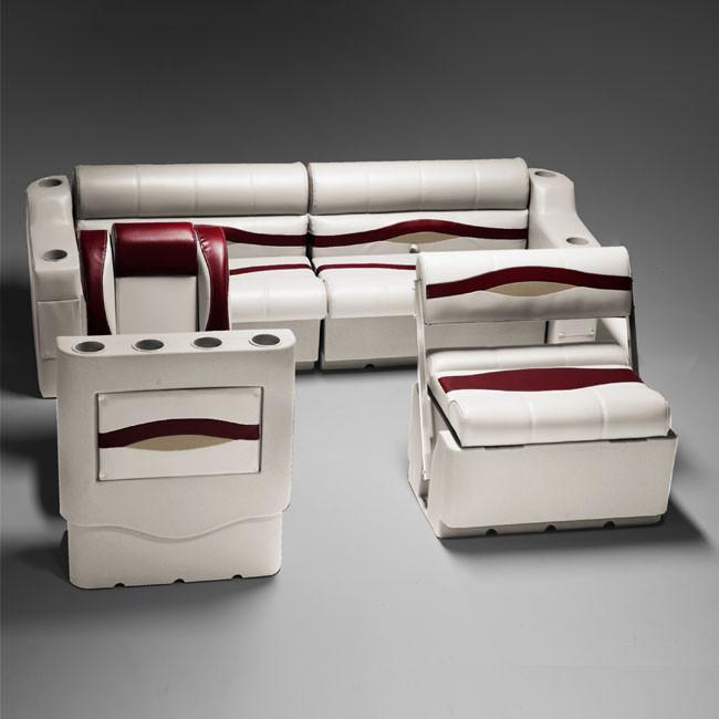 Pontoon Boat Furniture #color_ivory, burgundy & tan