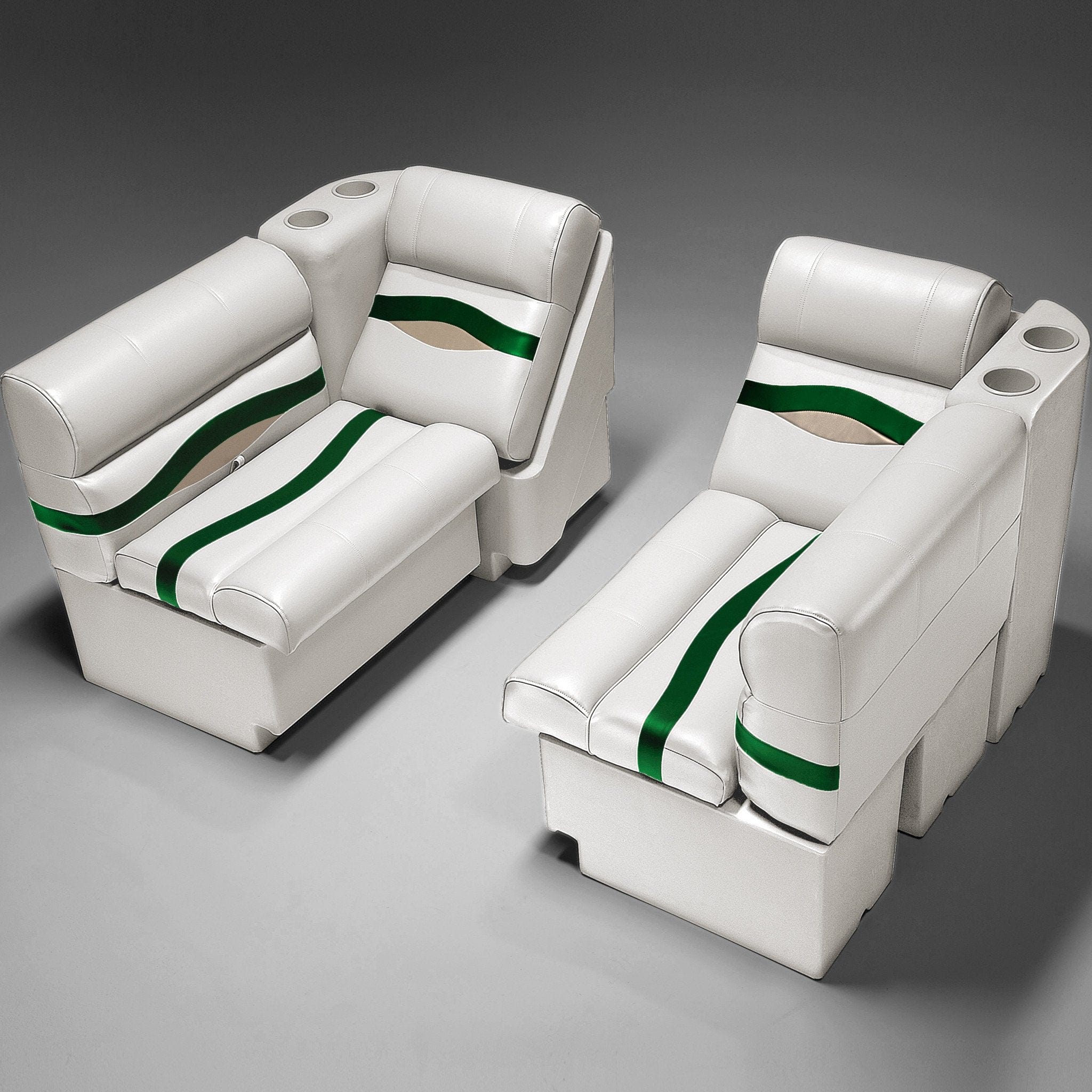 Ivory, Green & Tan Pontoon Boat Seats