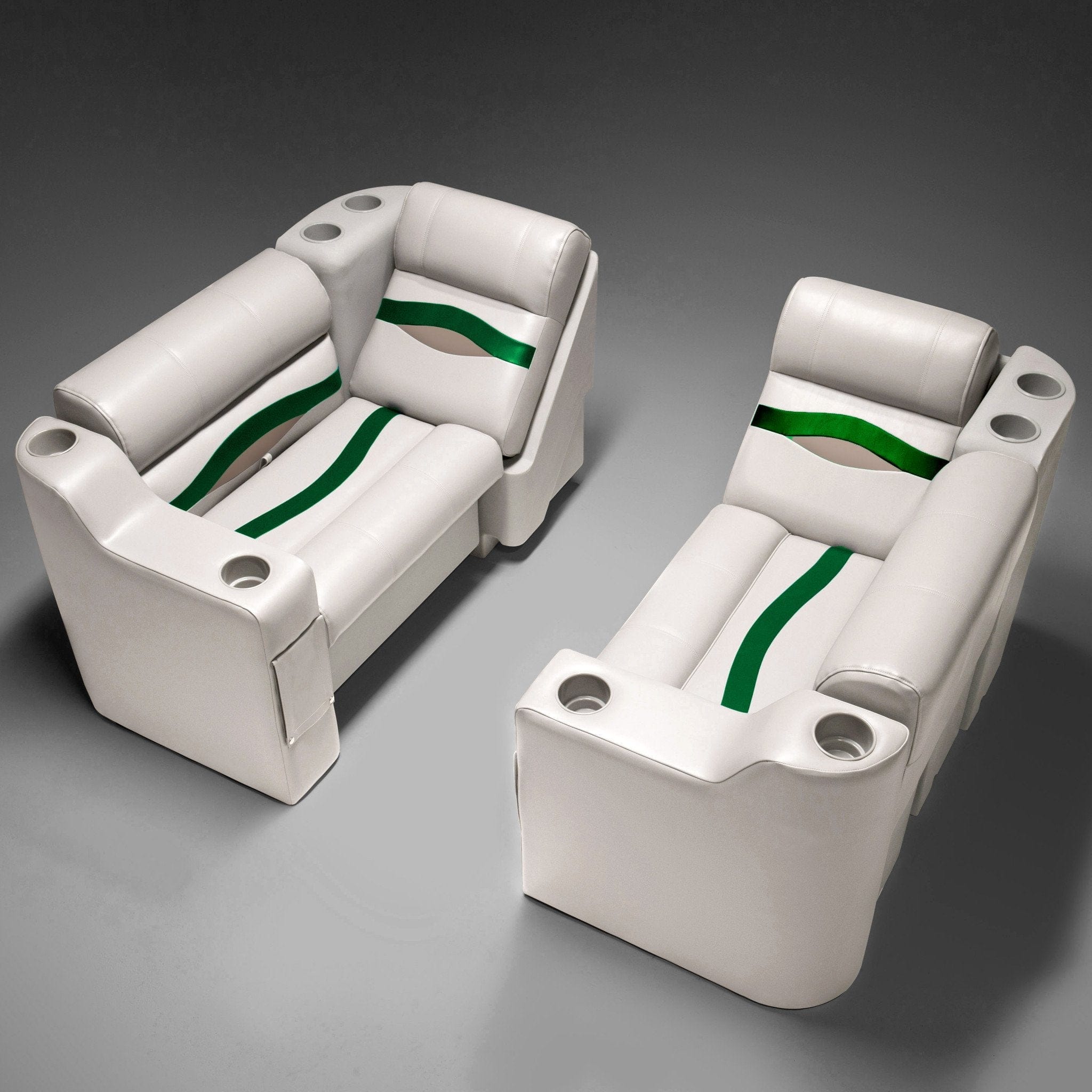 Ivory, Green & Tan Pontoon Boat Seats