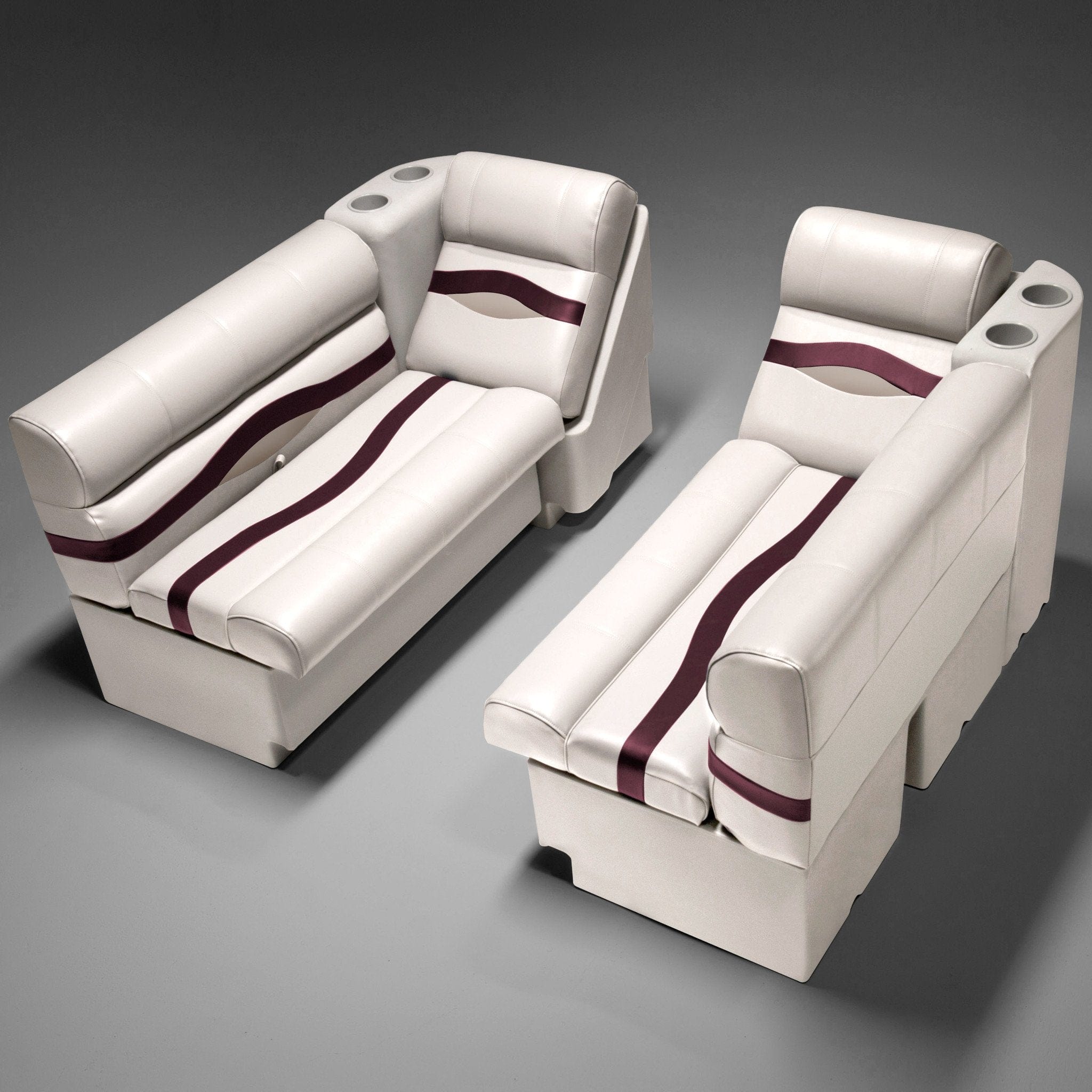 Ivory, Burgundy & Tan Pontoon Boat Seat