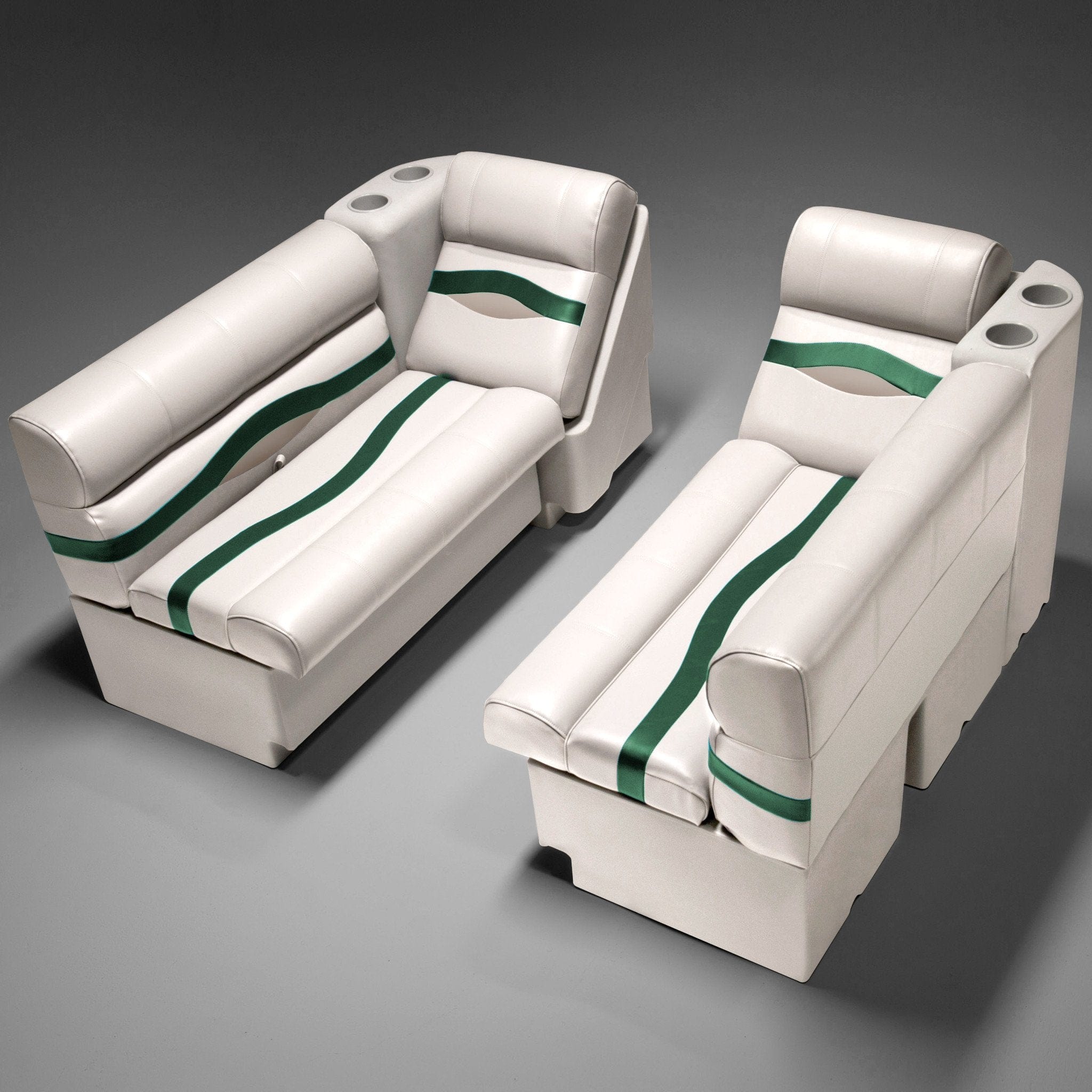 Ivory, Green & Tan Pontoon Boat Seats