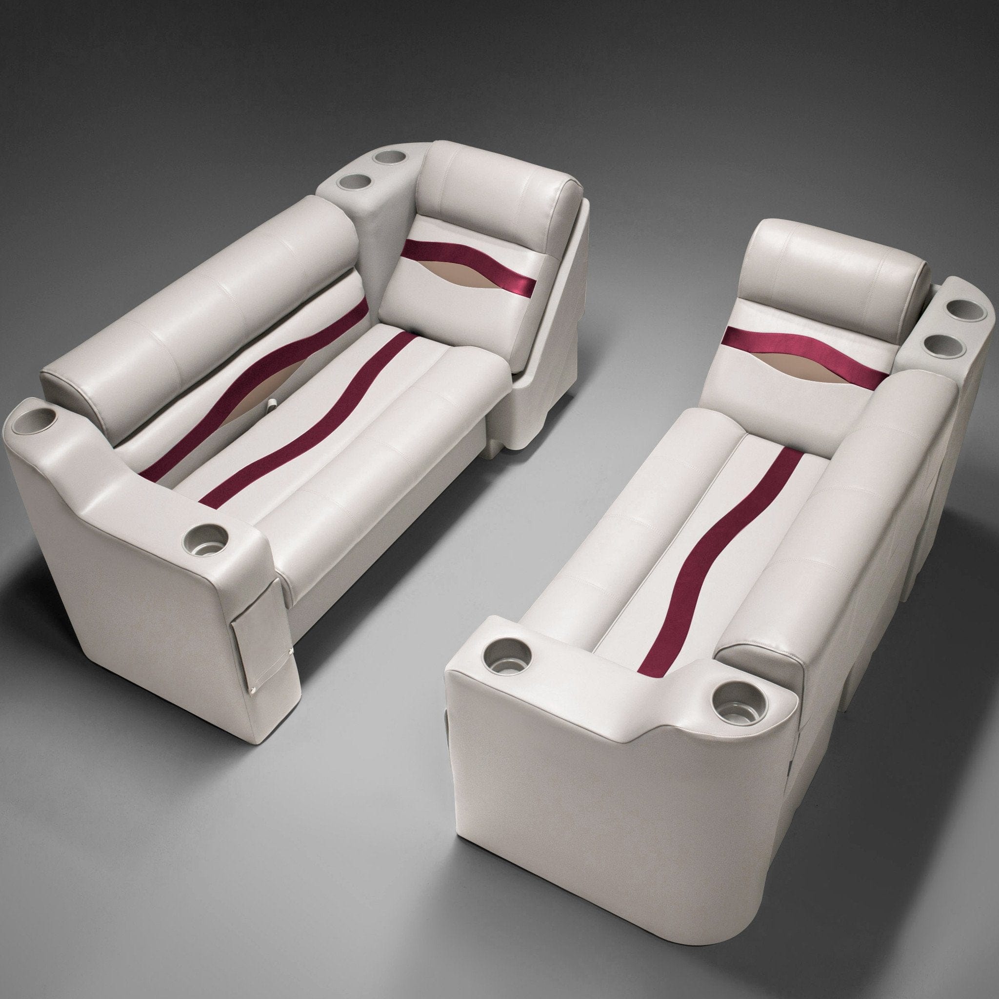 Ivory, Burgundy & Tan Pontoon Boat Seats