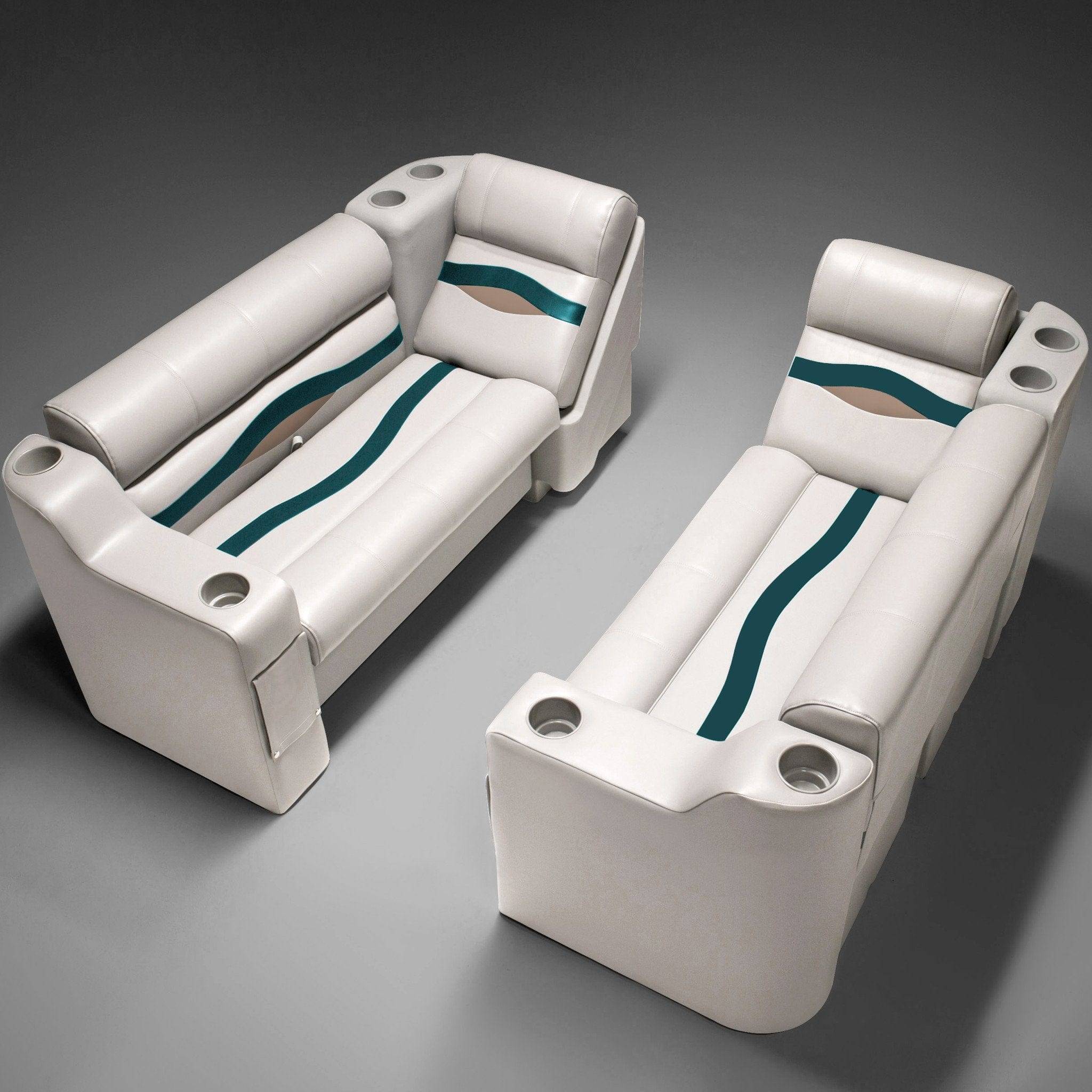 Ivory, Green & Tan Pontoon Boat Seats