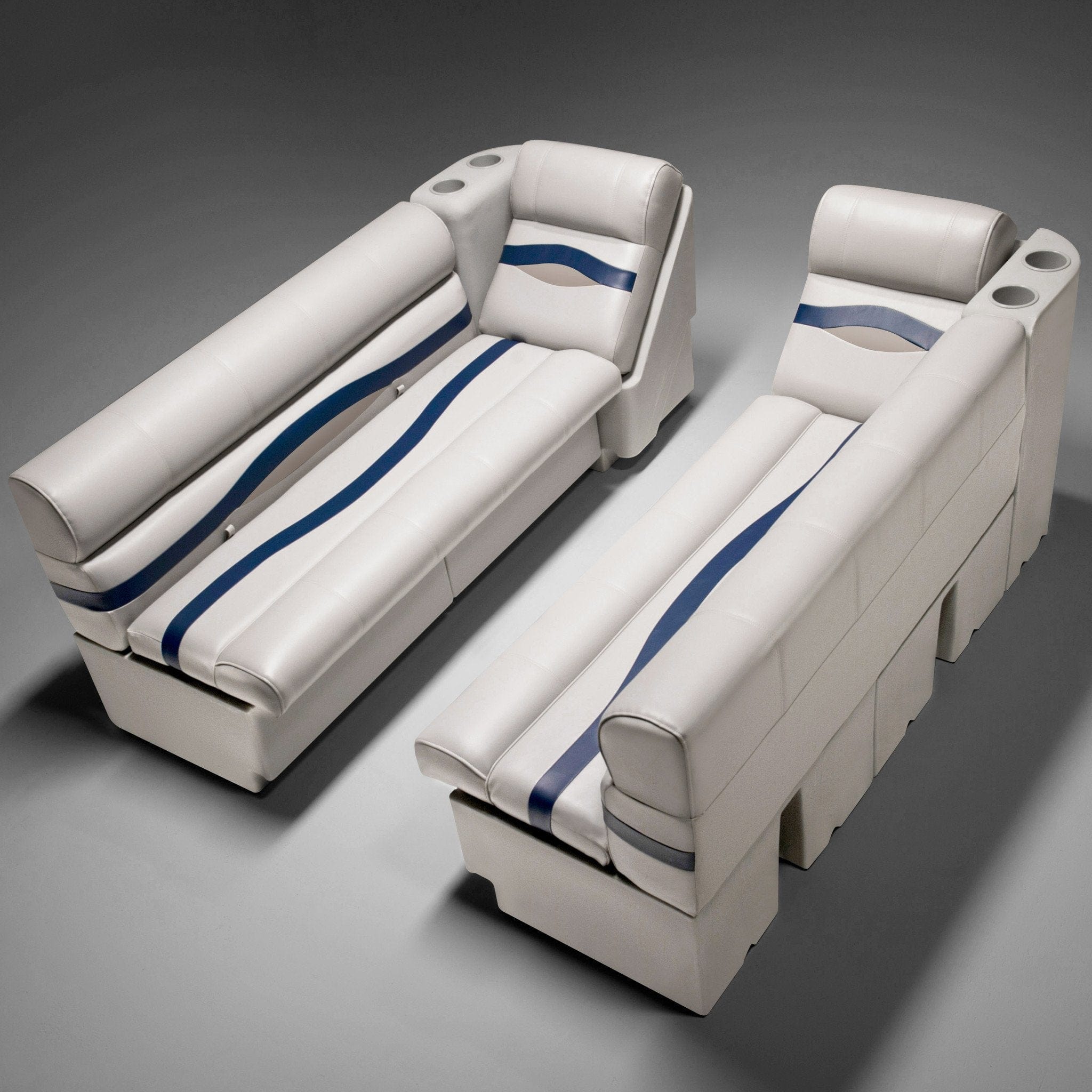 Ivory, Blue & Tan Pontoon Boat Seats