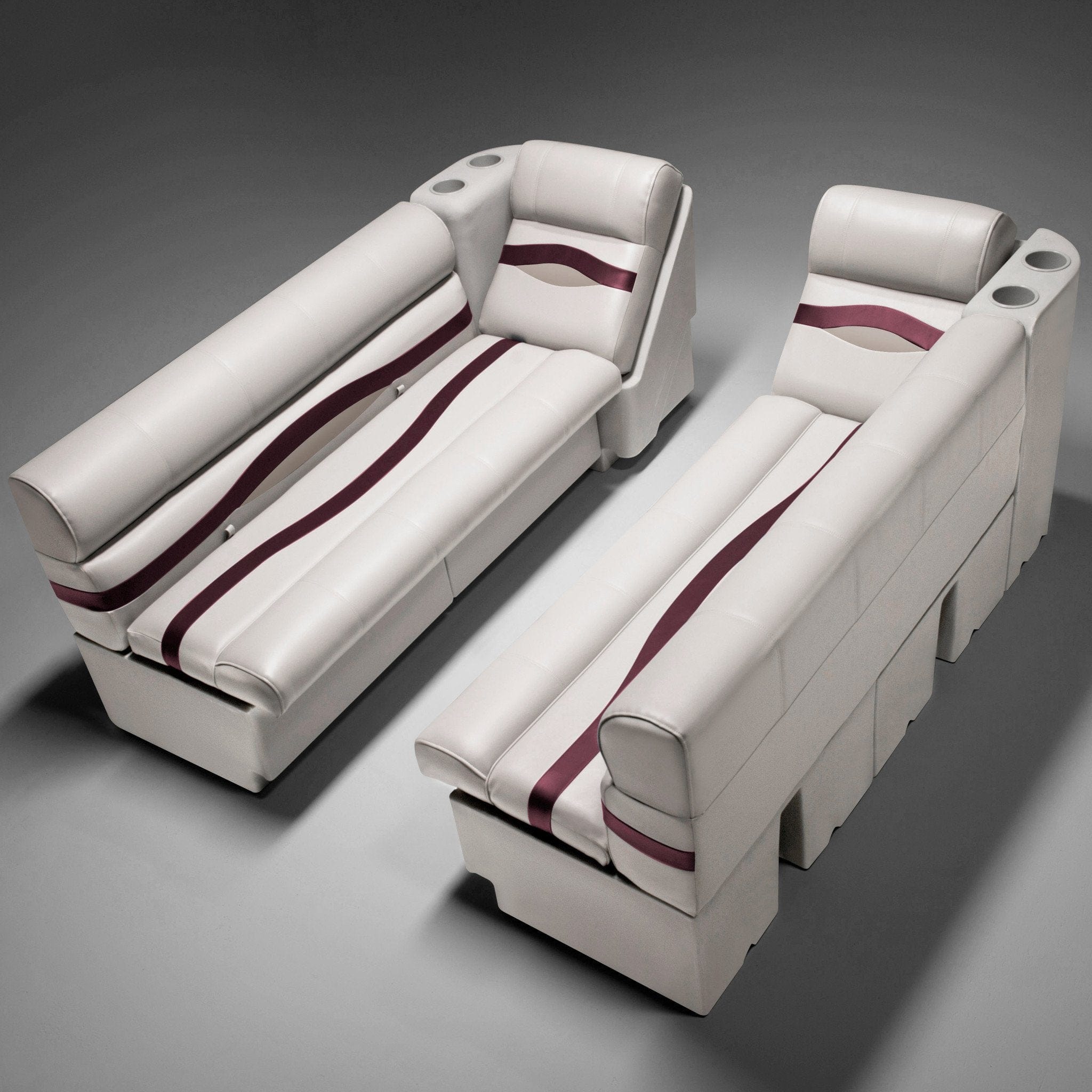 Ivory, Burgundy & Tan Pontoon Boat Seats