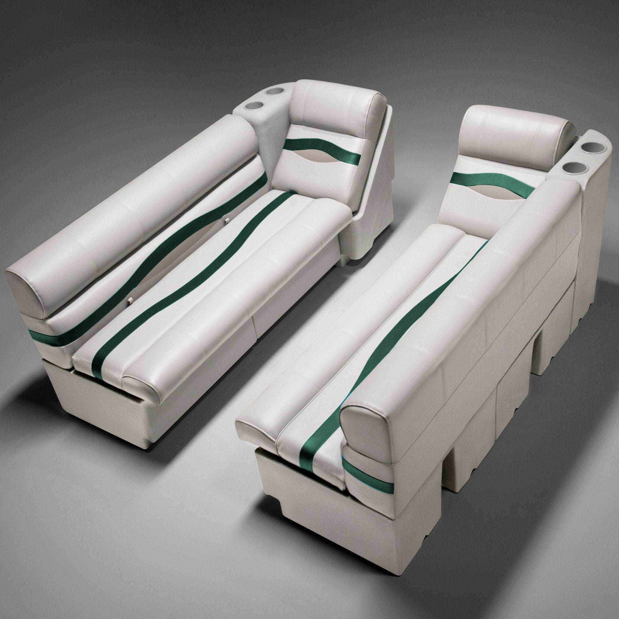 Ivory, Green & Tan Pontoon Boat Seats