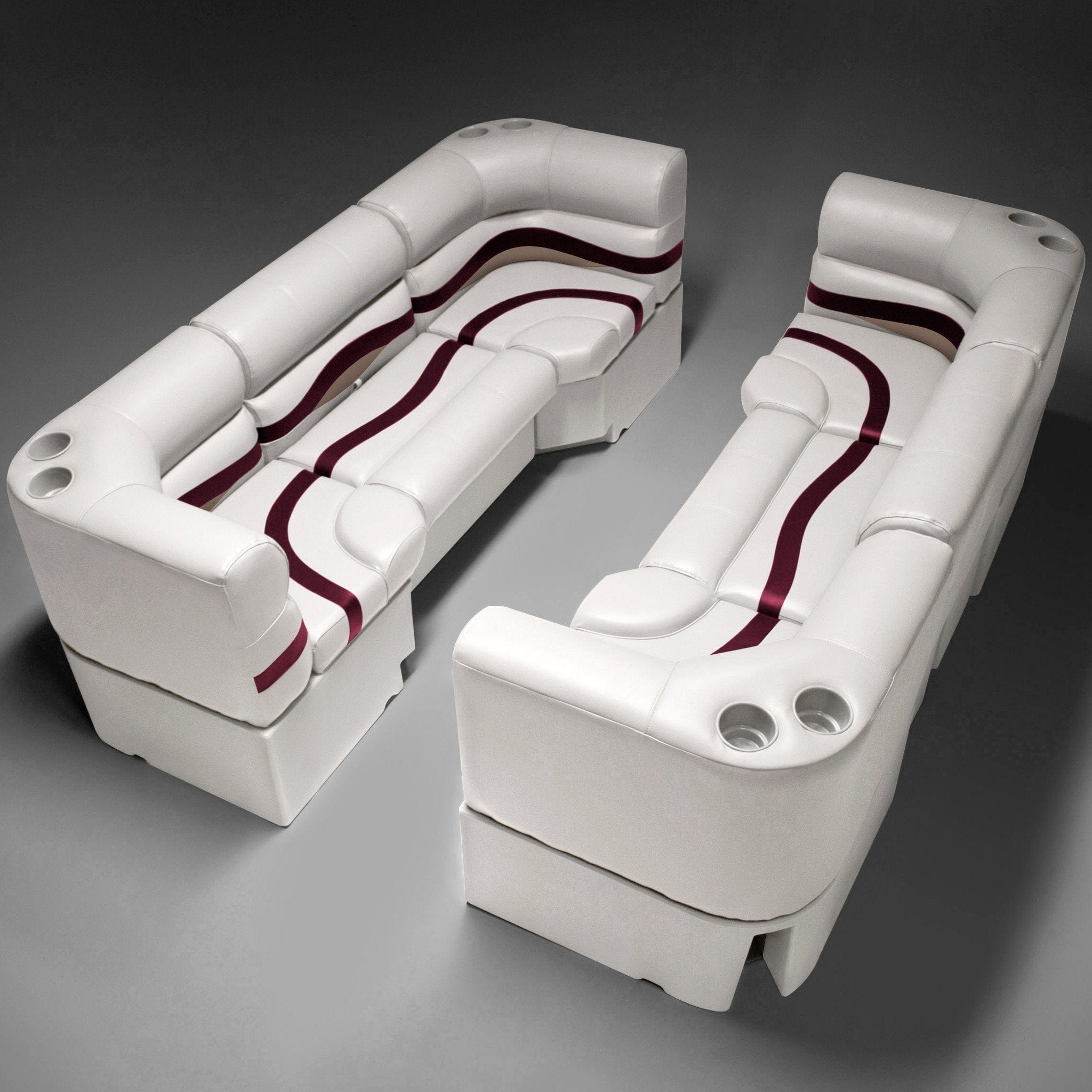 Ivory, Burgundy & Tan Pontoon Boat Seats