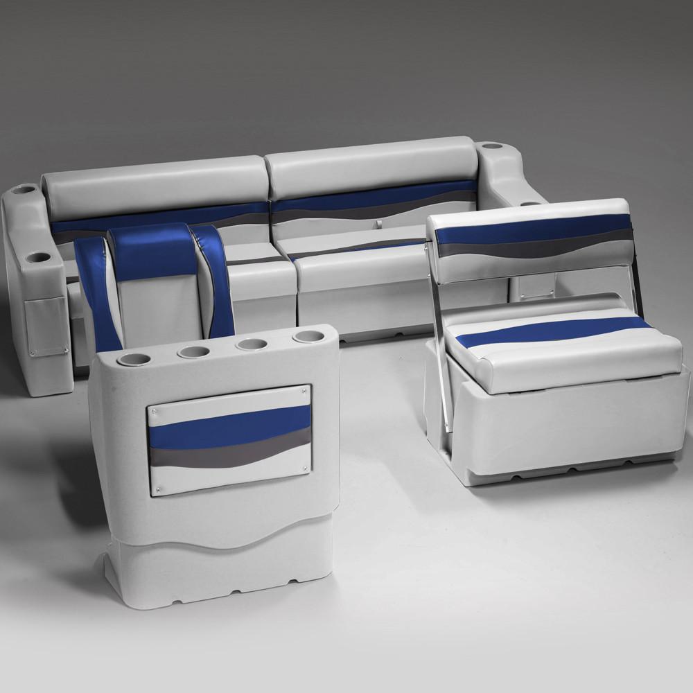 Gray, Blue & Charcoal Pontoon Boat Seats