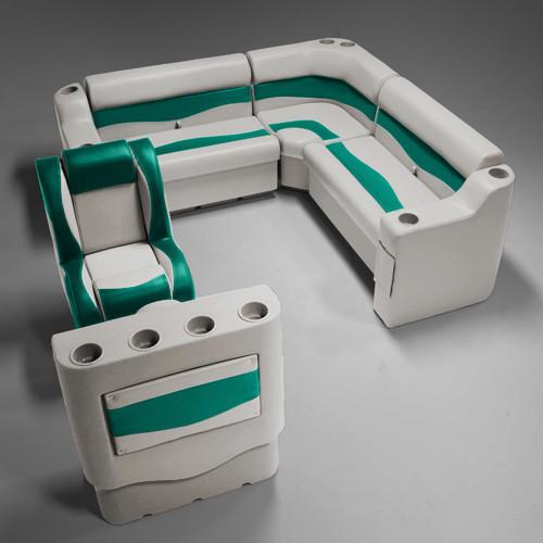 Ivory & Teal Pontoon Boat Seats