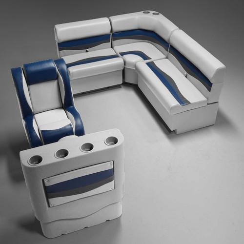 Gray, Blue & Charcoal Pontoon Boat Seats