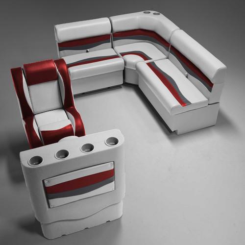 Gray, Red & Charcoal Pontoon Boat Seats