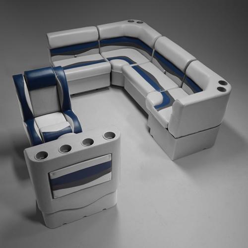 Gray, Blue & Charcoal Pontoon Boat Seats