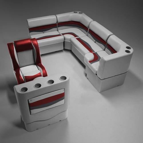 Gray, Red & Charcoal Pontoon Boat Seats